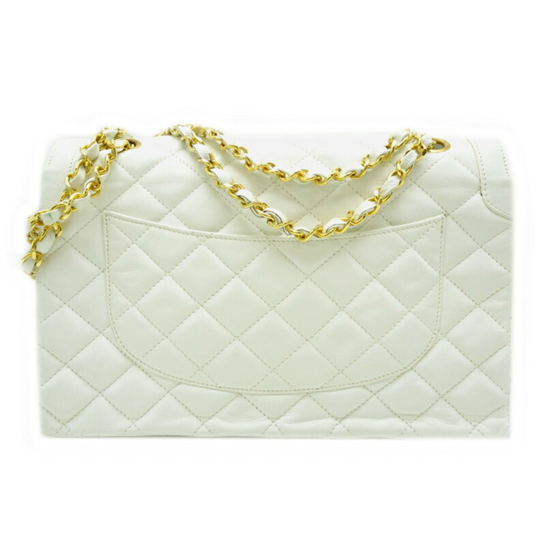 Chanel Paris Limited Edition Double Flap Shoulder Bag in White Lambskin