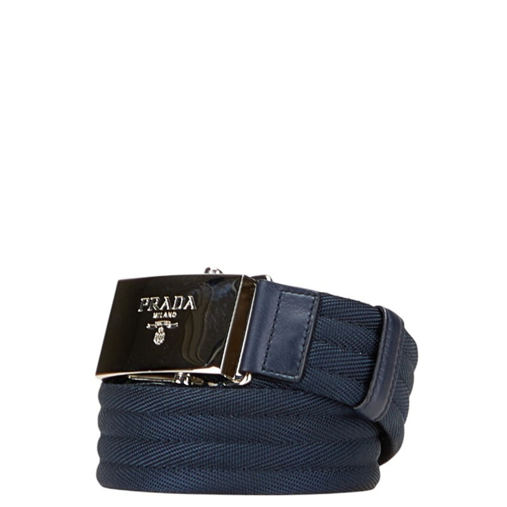 Prada Gacha Belt, Size: 90/36, 2C3497, Navy, Nylon, Leather, Men's, PRADA