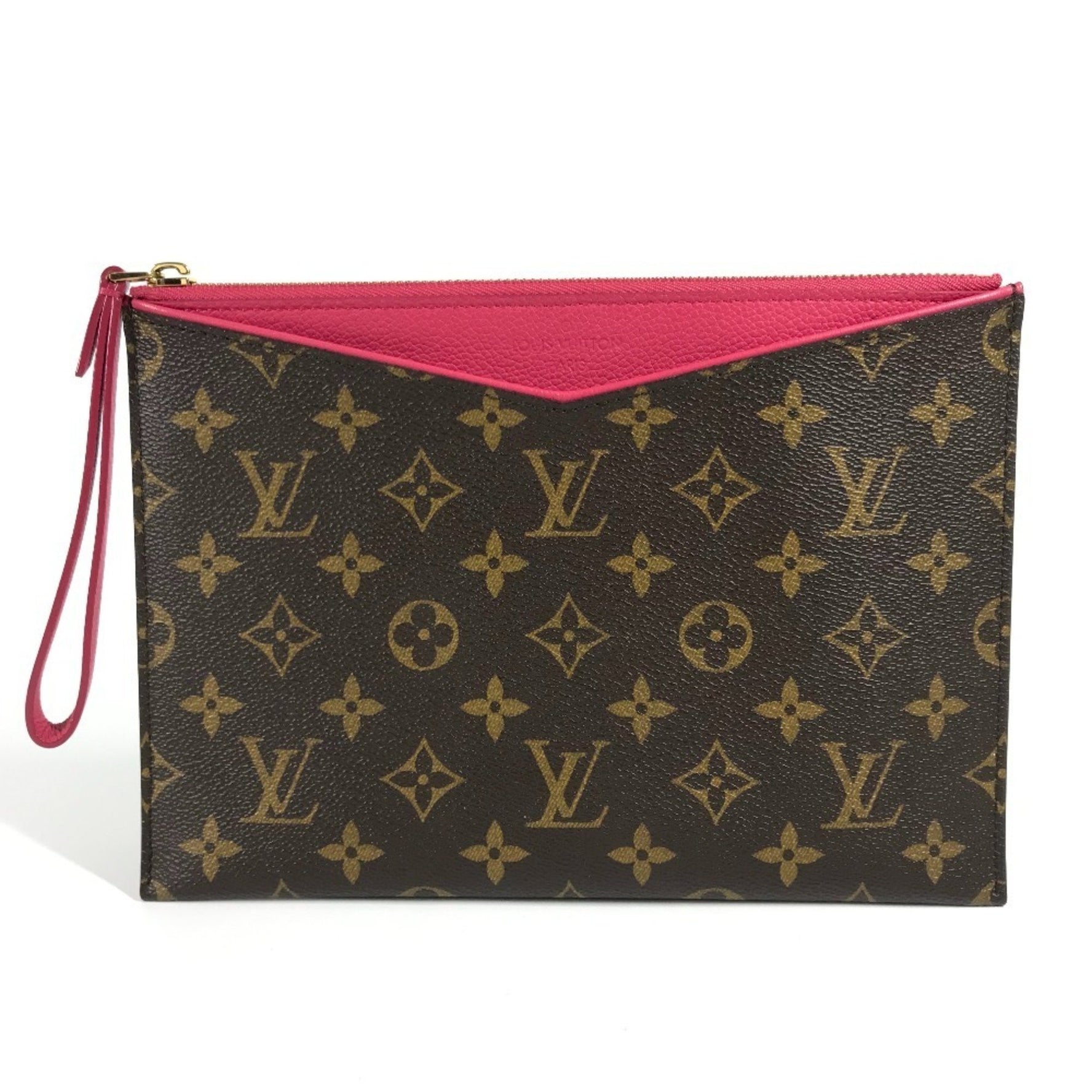 LOUIS VUITTON Monogram Pallas Pochette, a clutch bag with strap and canvas lining. rose pink.