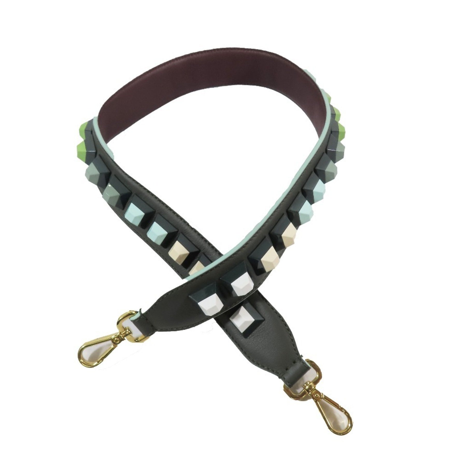 FENDI Rockstud Strap You Leather Bag Shoulder Strap, Green