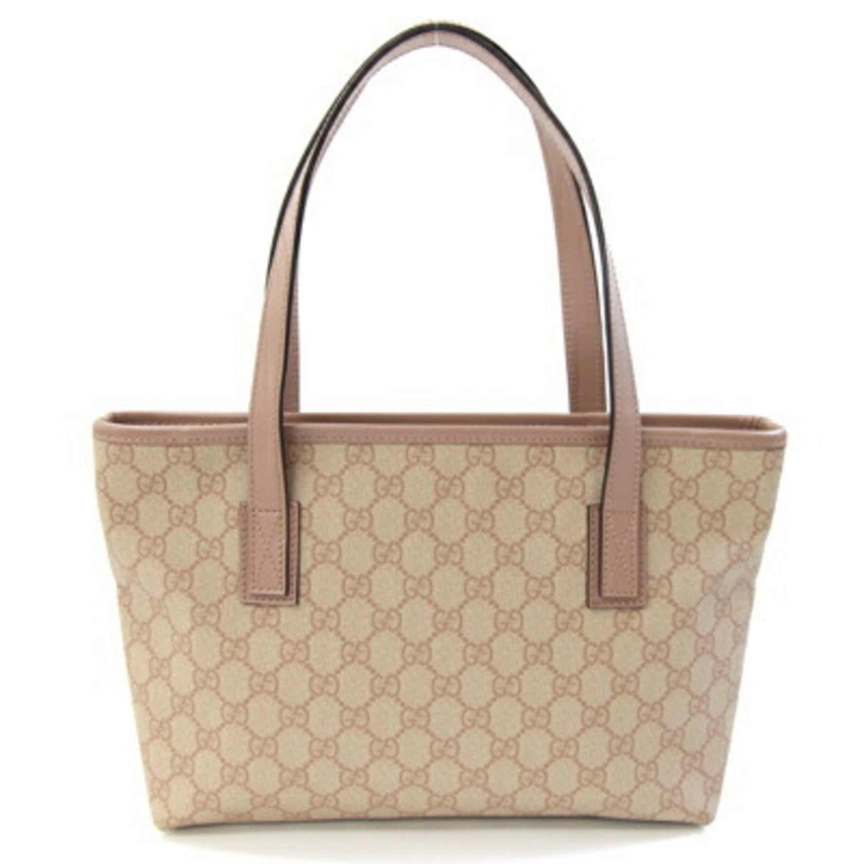 Gucci GG Supreme Tote Bag Beige Pink PVC Leather Mini Plus
