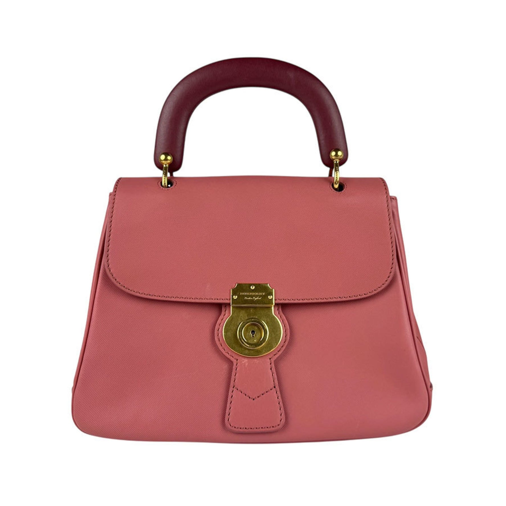 Burberry handbag shoulder bag leather pink burgundy gold ladies z5086