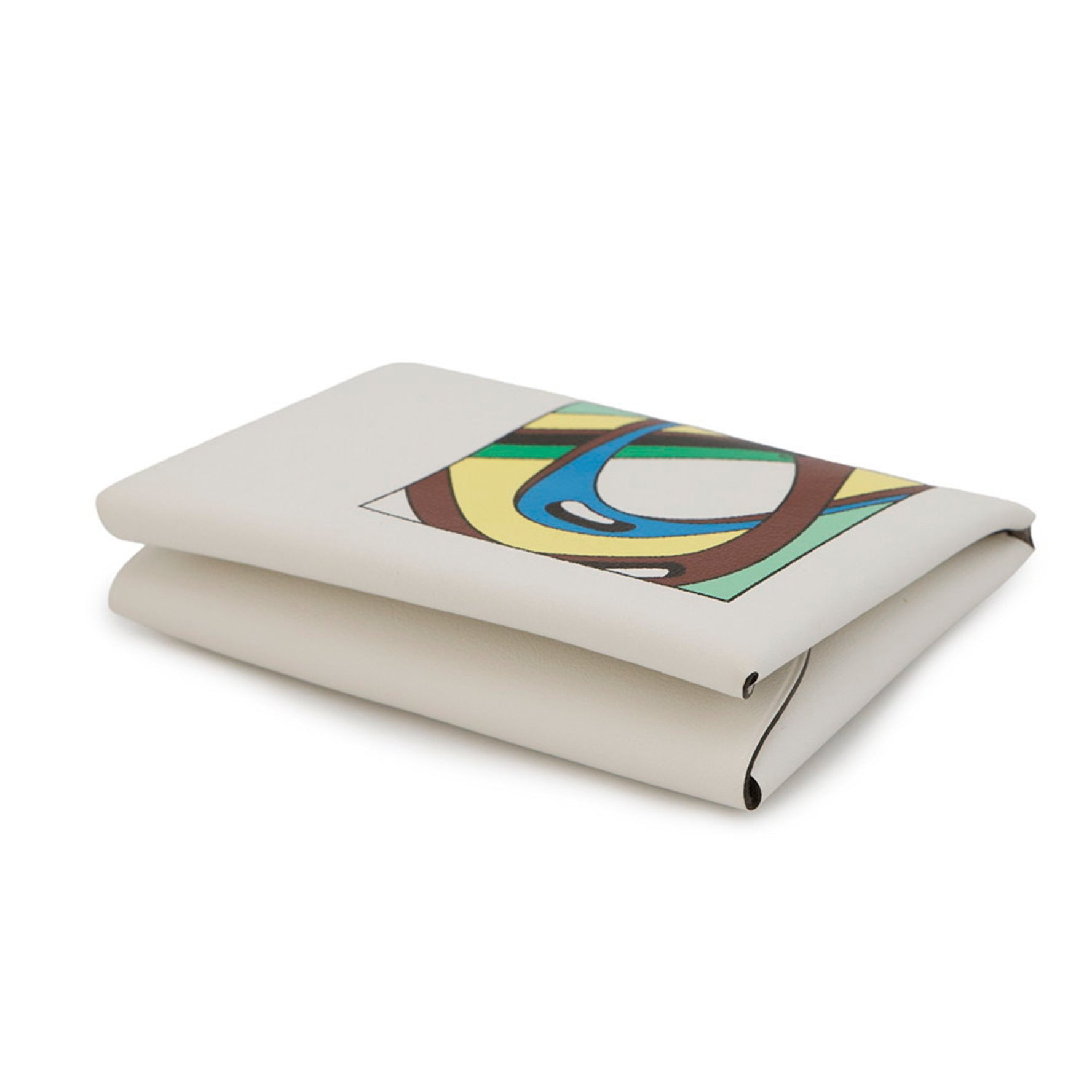 Hermès Calvi Duo Wallet/Coin Case, Selle en Desordres Nata Multicolore Swift B Stamp Wallet, White