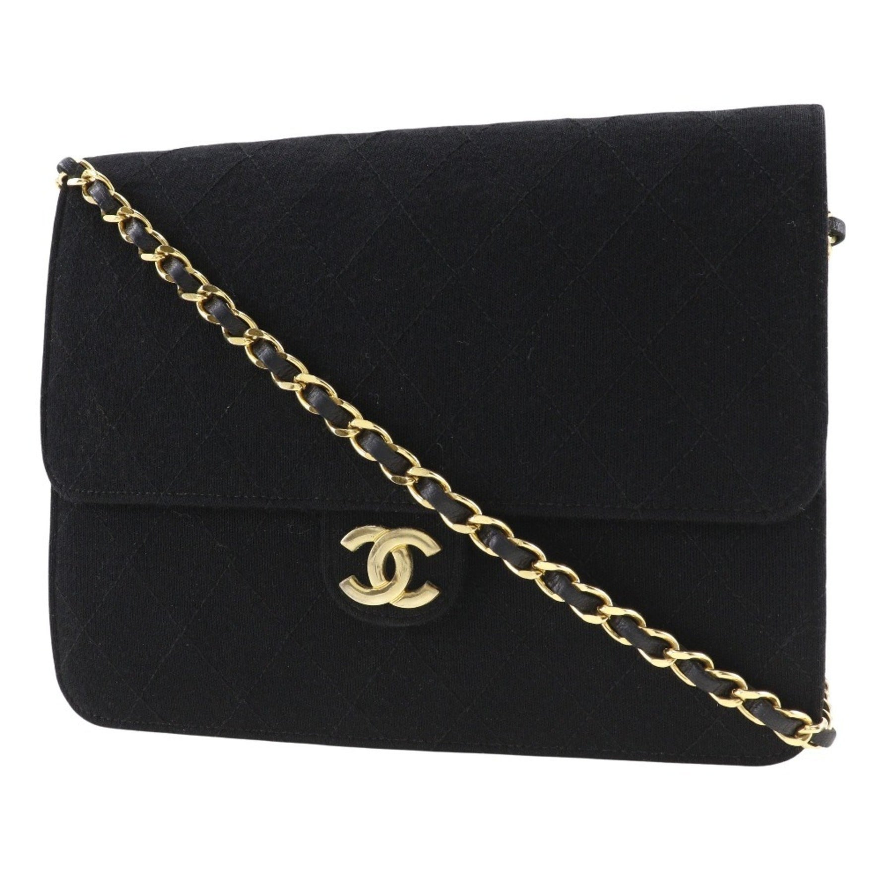 CHANEL Chain Shoulder Bag, Matelasse, Cotton, Snap Button, ChainShoulder