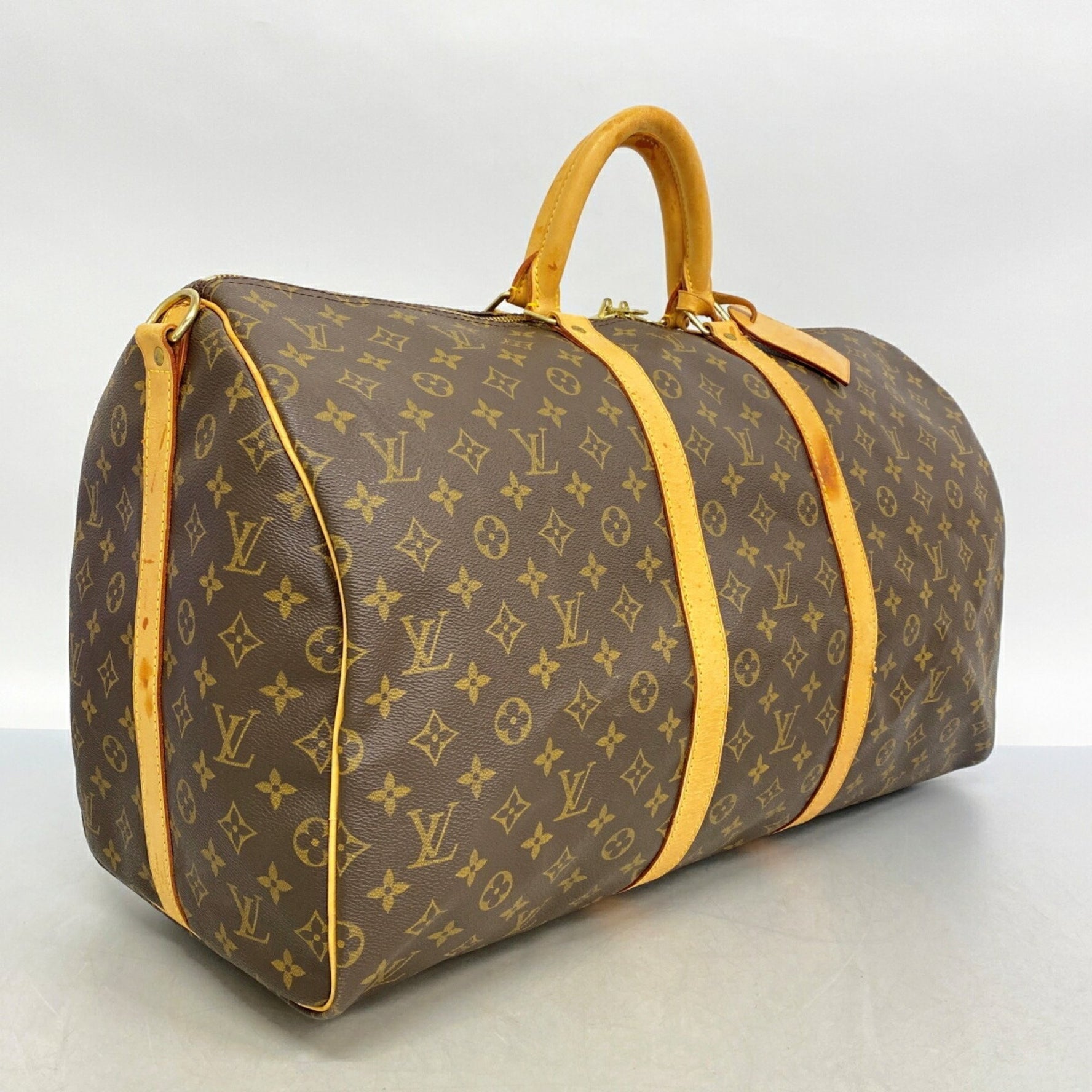 Louis Vuitton Monogram Keepall Bandouliere 55 Boston Bag Brown Men's and Women's