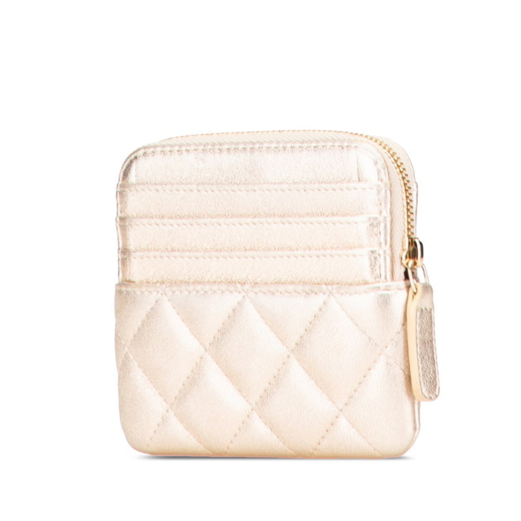 CHANEL Matelasse Coco Mark Wallet/Coin Case, Gold Leather