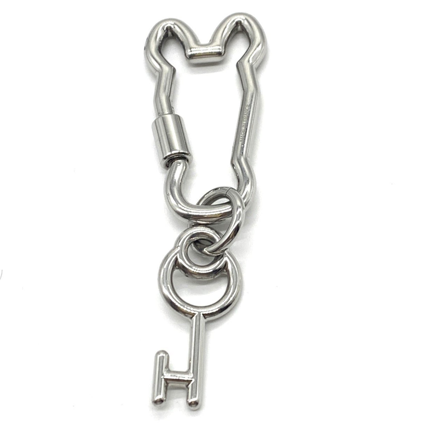 Hermes Clé Cheval Mousqueton Snap Hook Metal Silver Keychain ERMES
