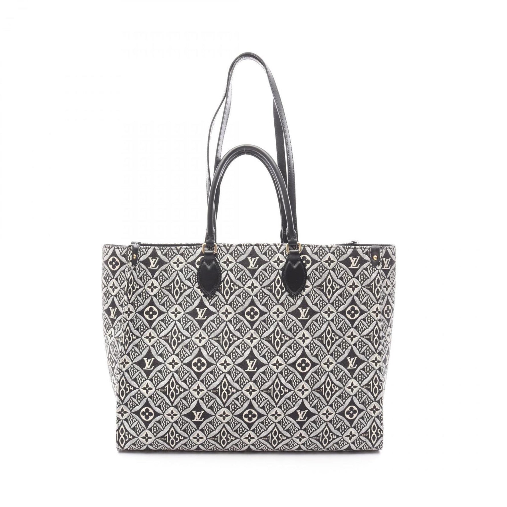 Louis Vuitton On the Go GM Since 1854 Tote Bag, Canvas and Leather with Monogram Jacquard, Gray Black