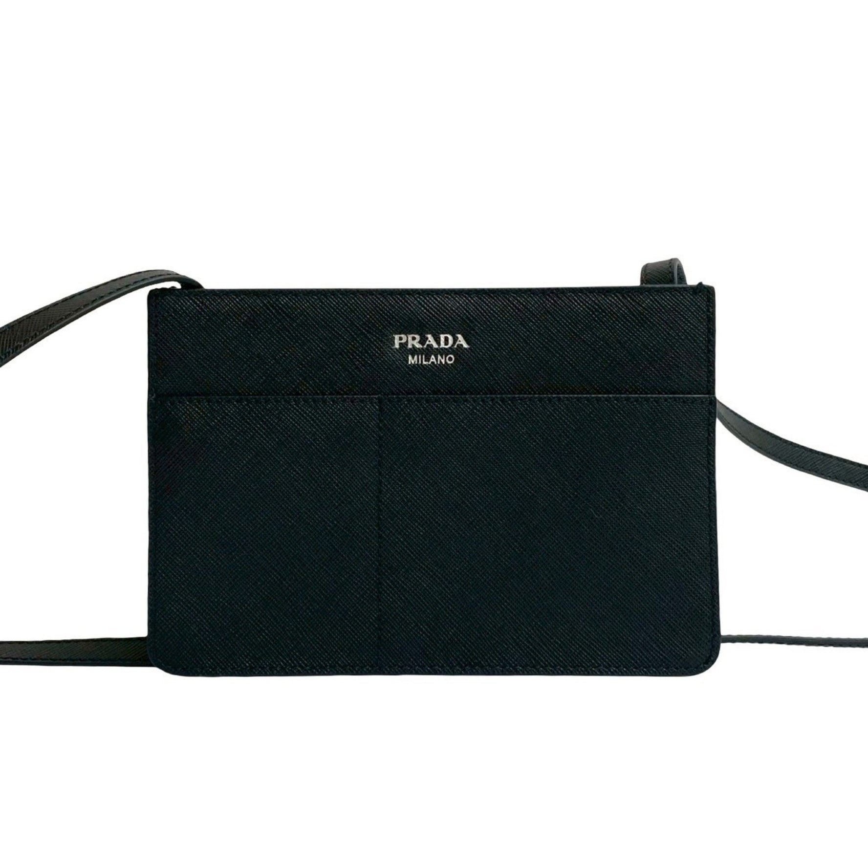 PRADA logo hardware Saffiano leather mini shoulder bag/pouch/sacoche in