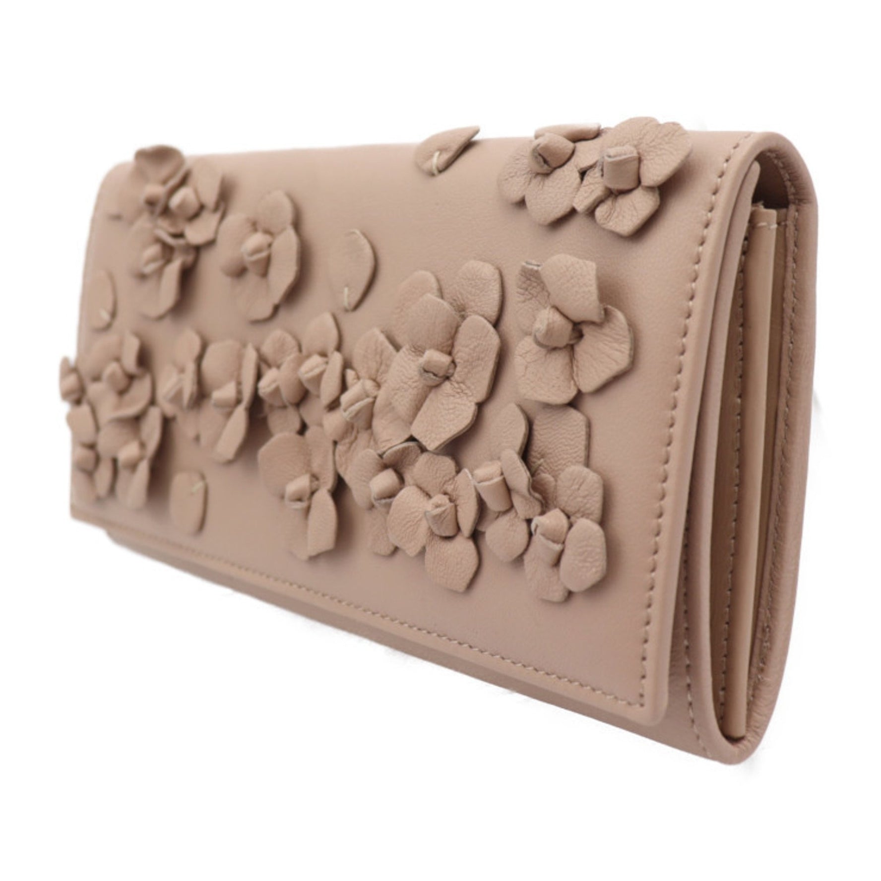 Valentino Garavani Long Wallet Leather Flower Motif Flap
