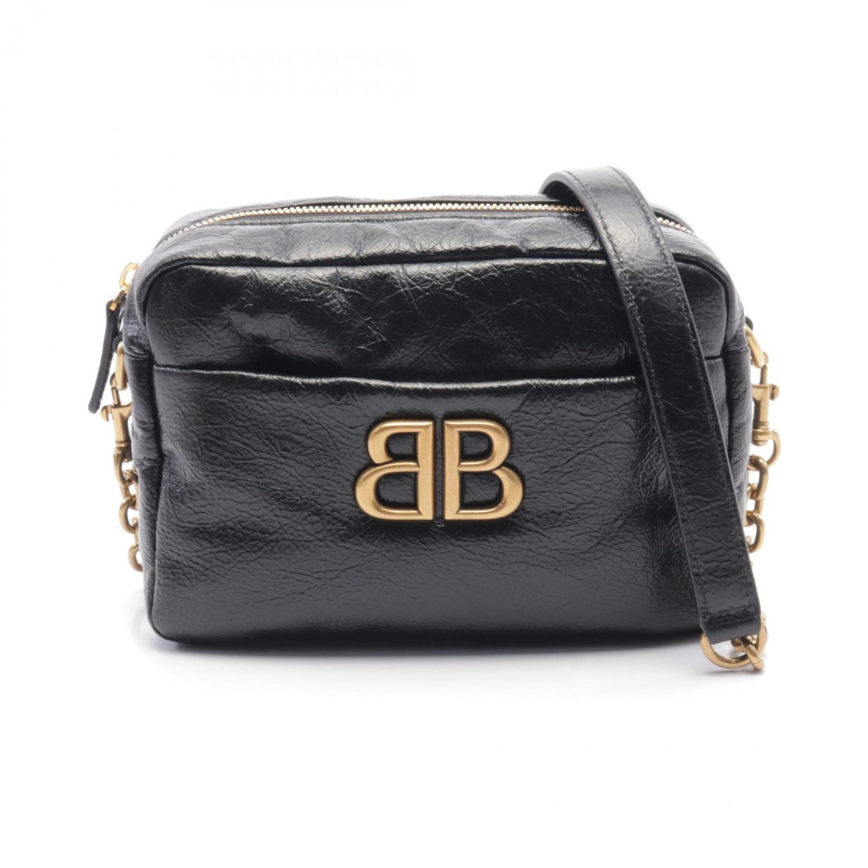 BALENCIAGA MONACO XS Camera Bag Shoulder Leather Women's Black 8064592AAR81000