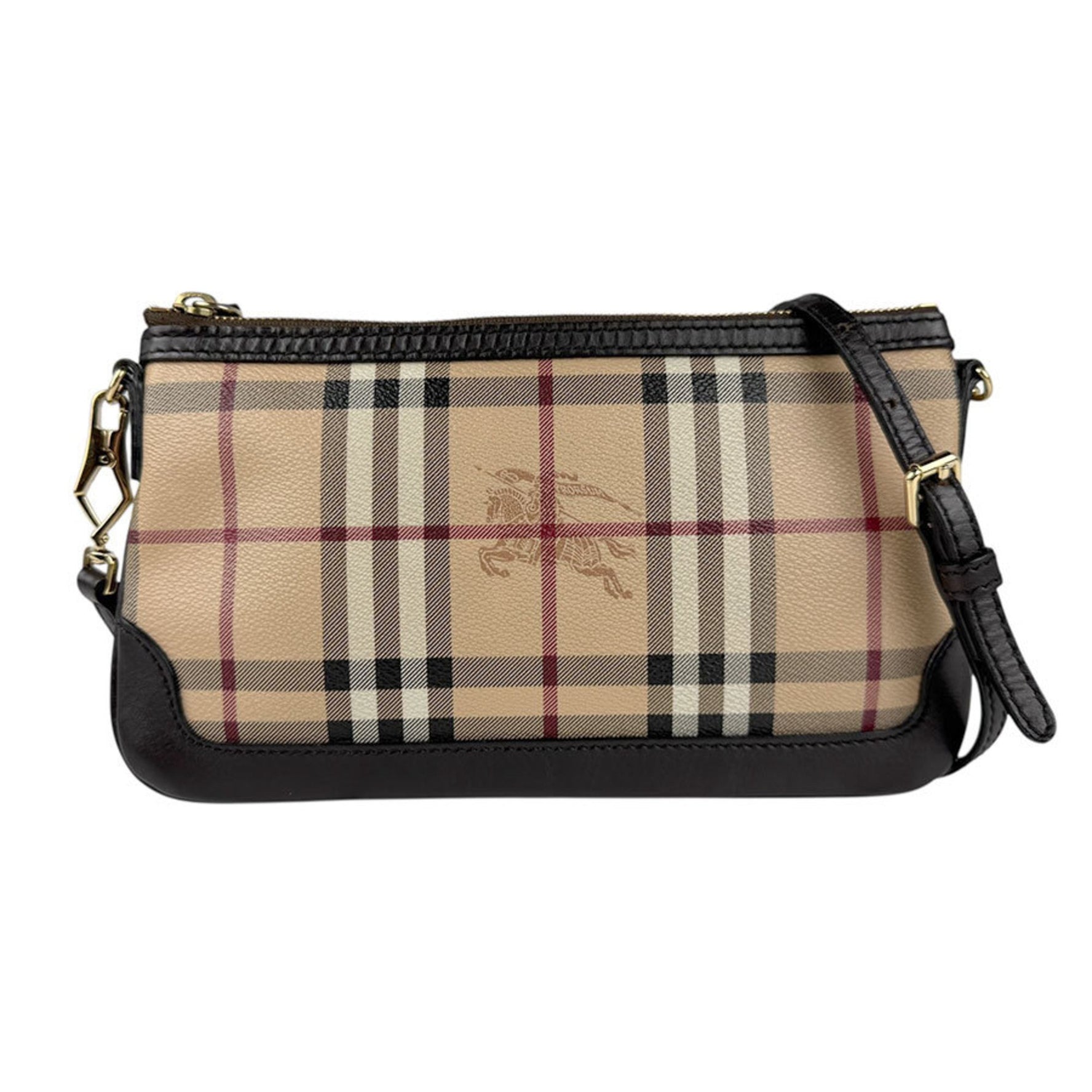 Burberry shoulder bag, coated canvas, leather, beige x brown, women's, z4958