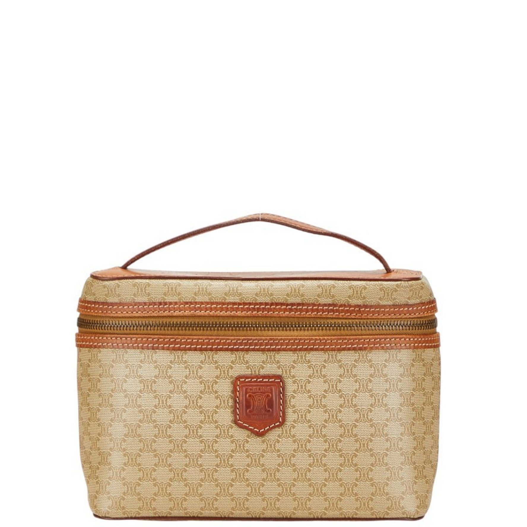 Celine Macadam Vanity Bag in Beige and Brown Leather