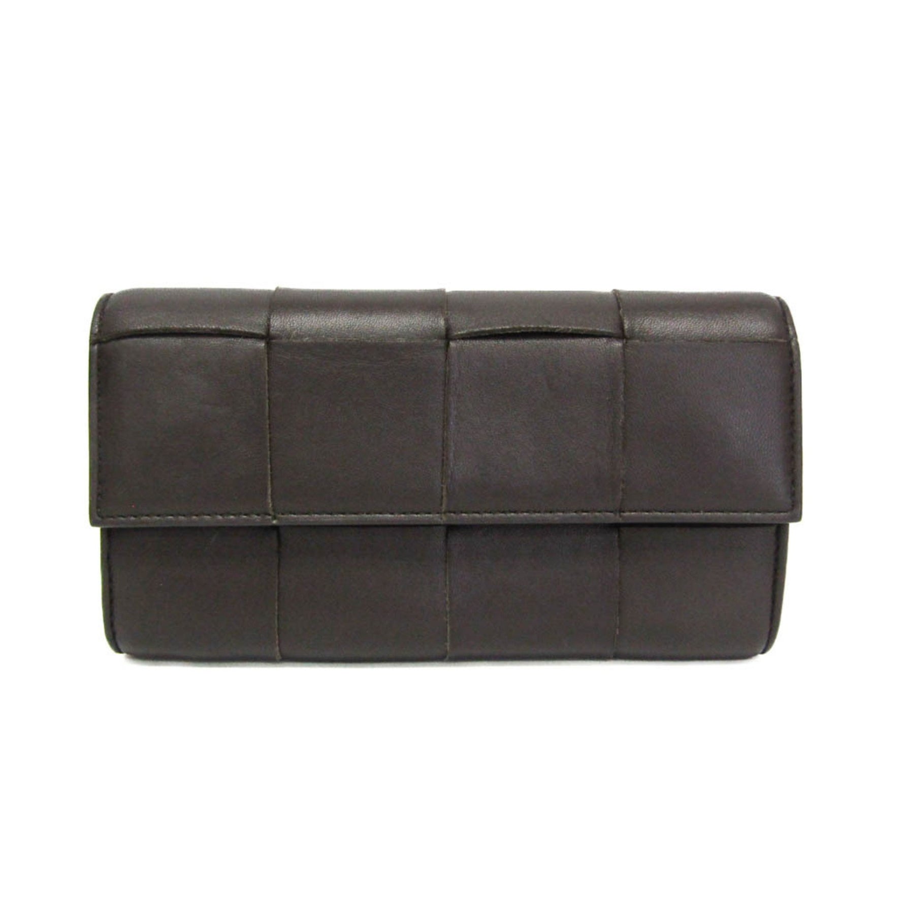 Bottega Veneta Intrecciato Maxi Intrecciato Cassette Men,Women Leather Long Wallet (bi-fold) Dark Brown