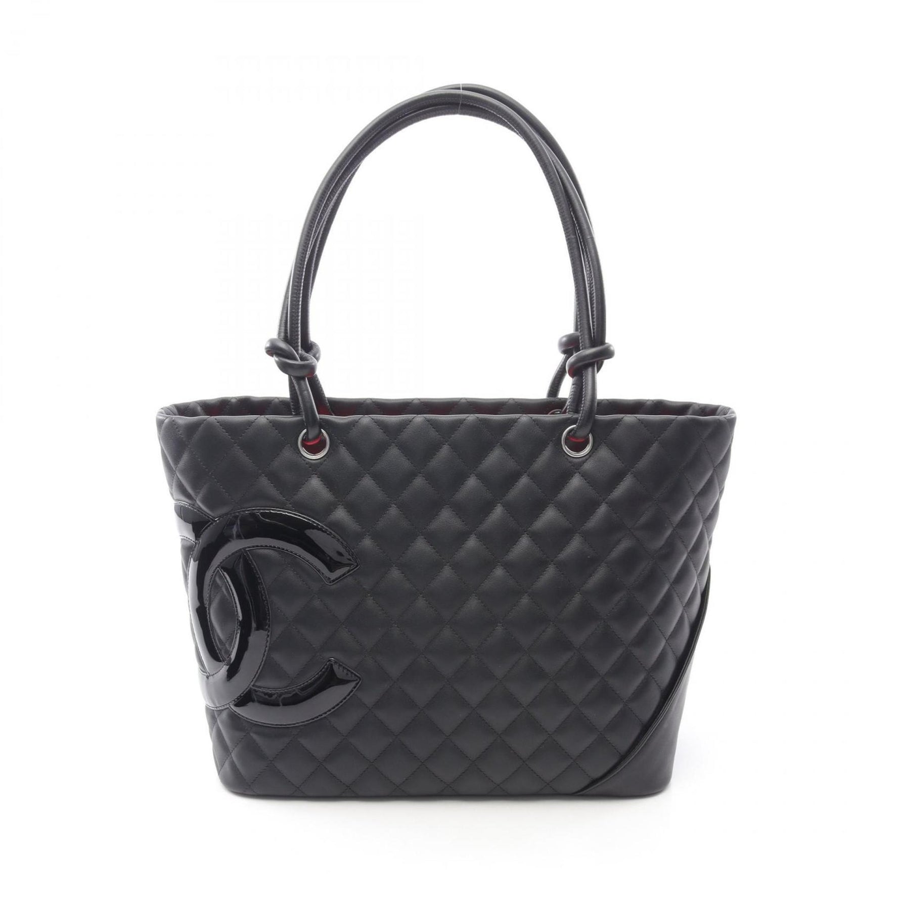CHANEL Cambon Line Large Tote Bag, Leather, Black and White