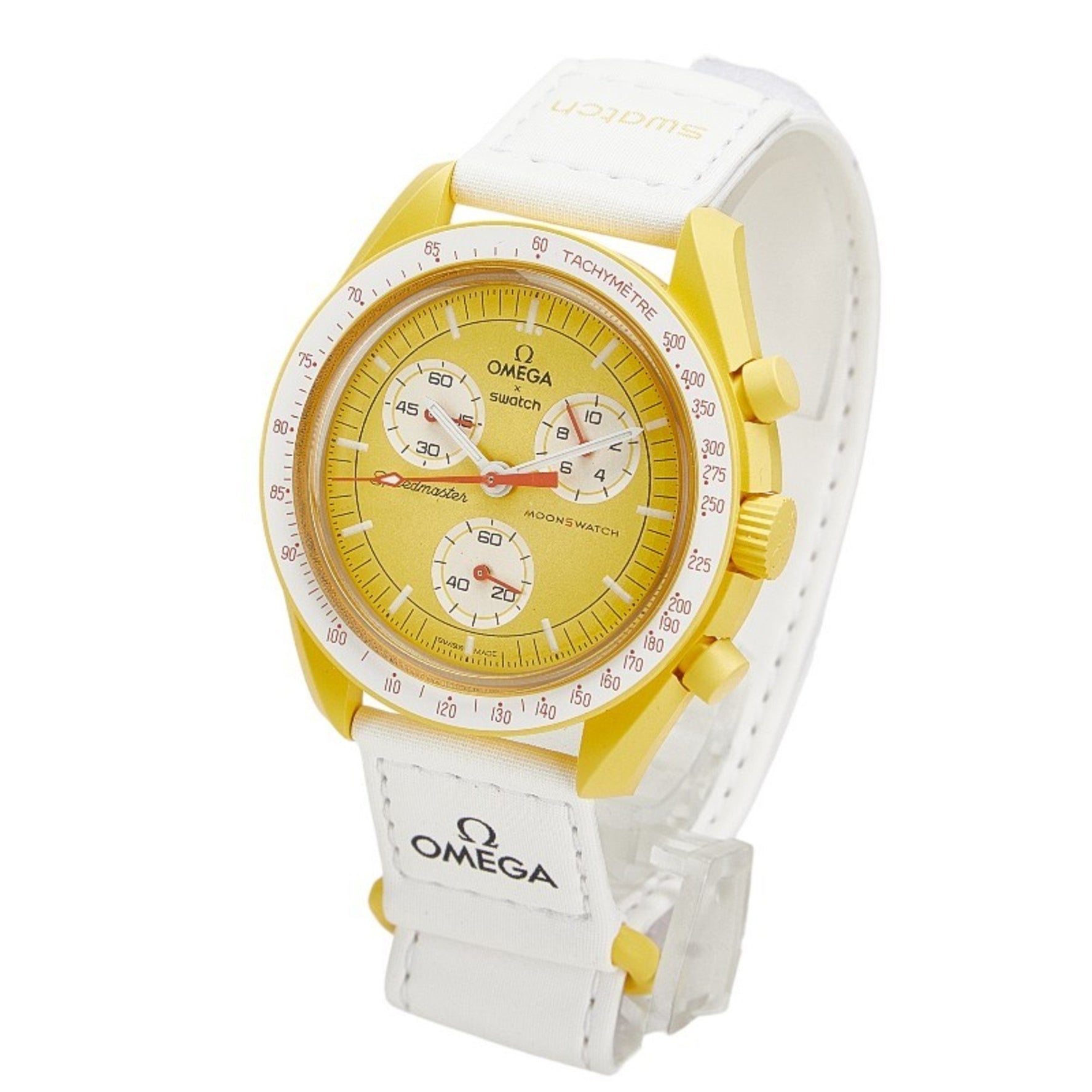 OMEGA x Swatch Mission to the Sun Watch S033J100 Quartz Gold Dial Nylon Bioceramic Men's