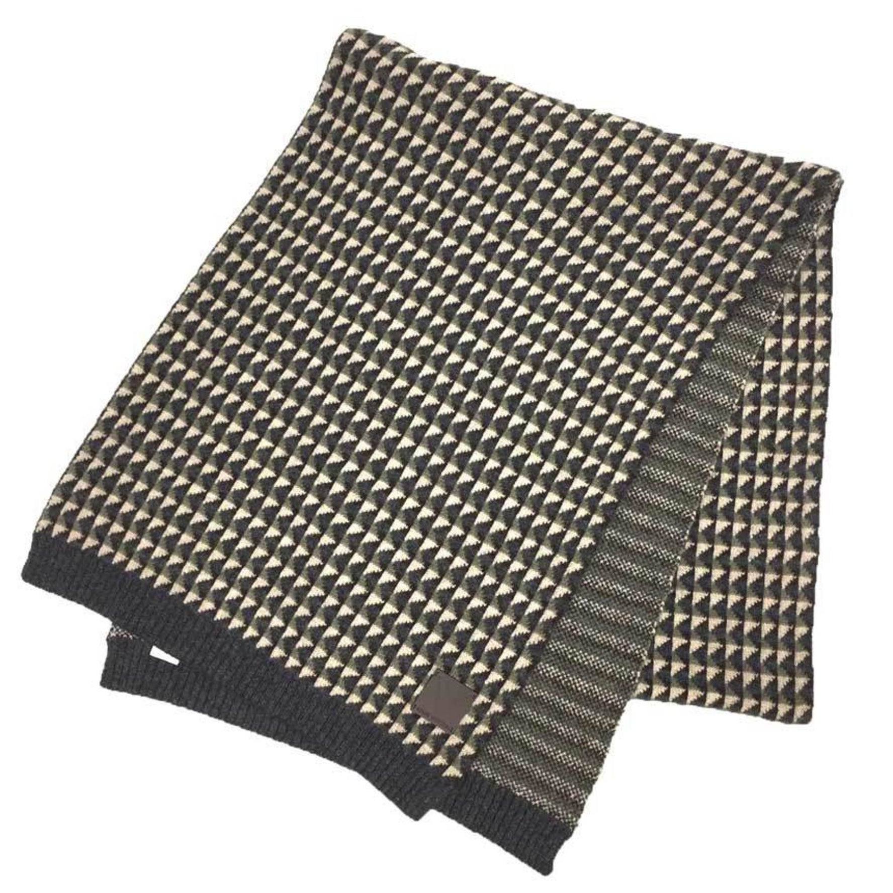 Louis Vuitton Muffler Geometric pattern x border Cashmere Khaki Gray Vuitton Stole Saved