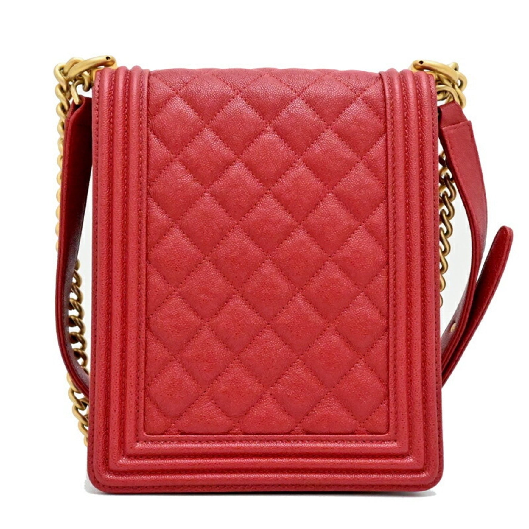 CHANEL Boy Chanel Women's Shoulder Bag AS0130 Caviar Leather Red