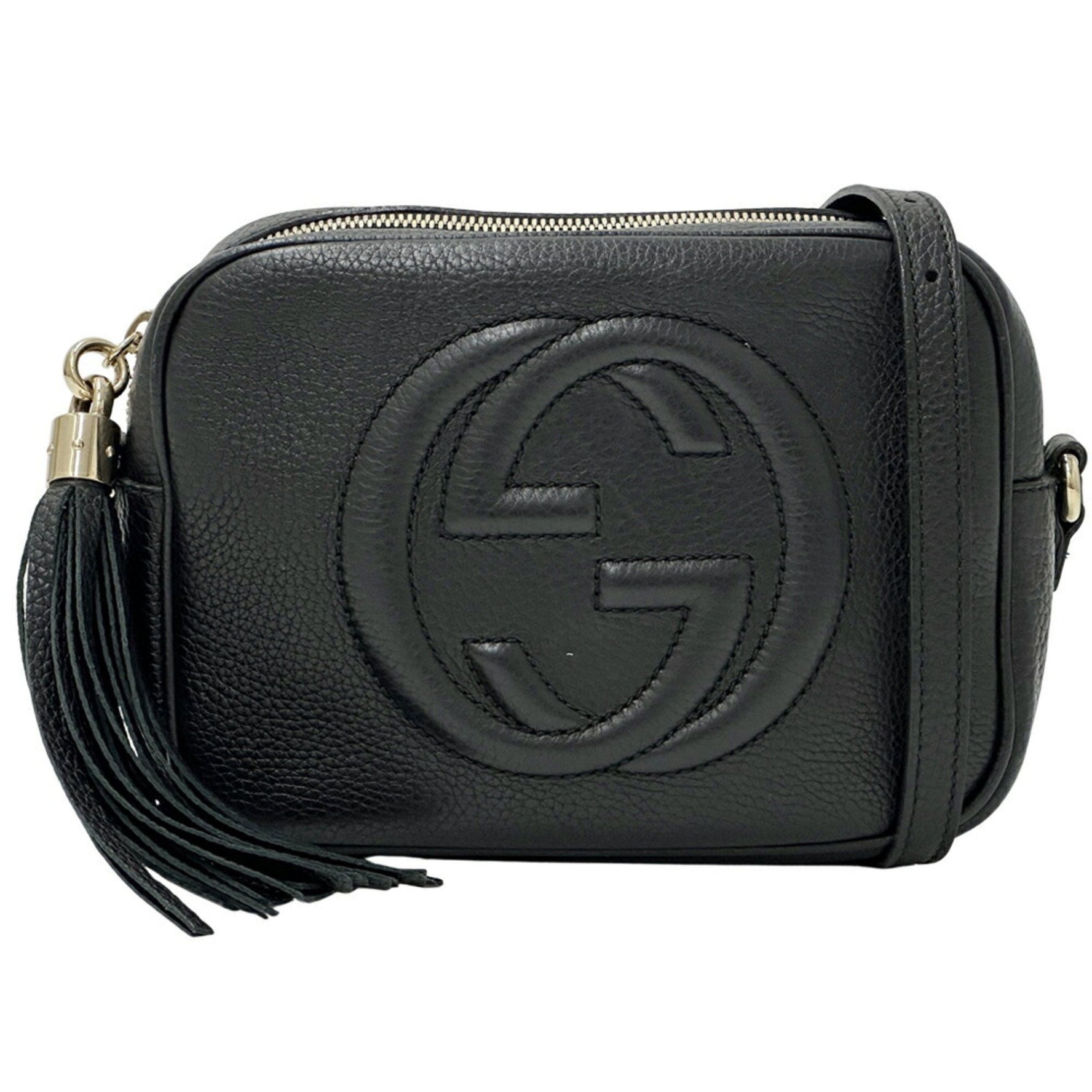 GUCCI Soho Shoulder Bag Leather Tassel Interlocking G