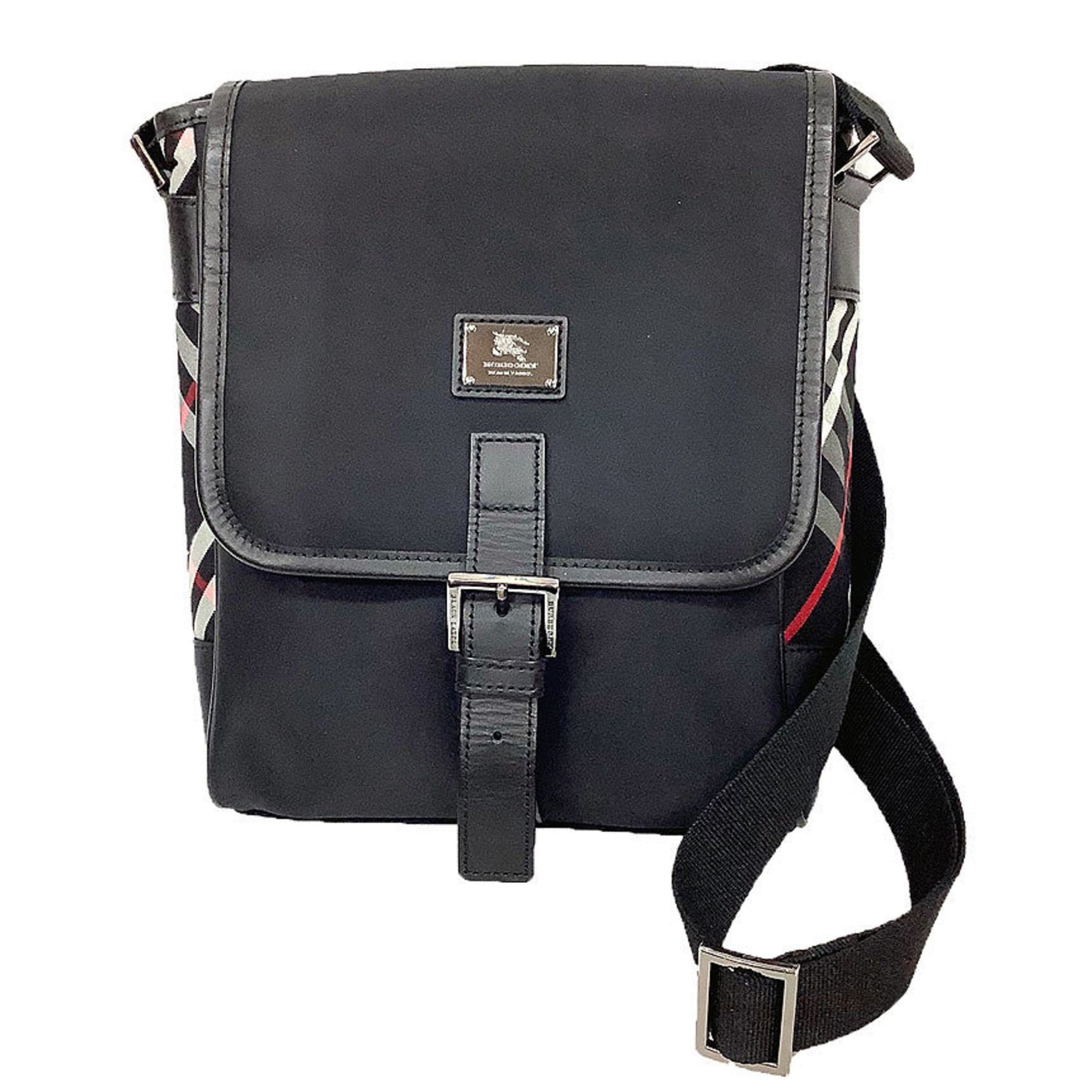 Burberry Black Label Shoulder Bag Crossbody Men's Nylon x Leather Check