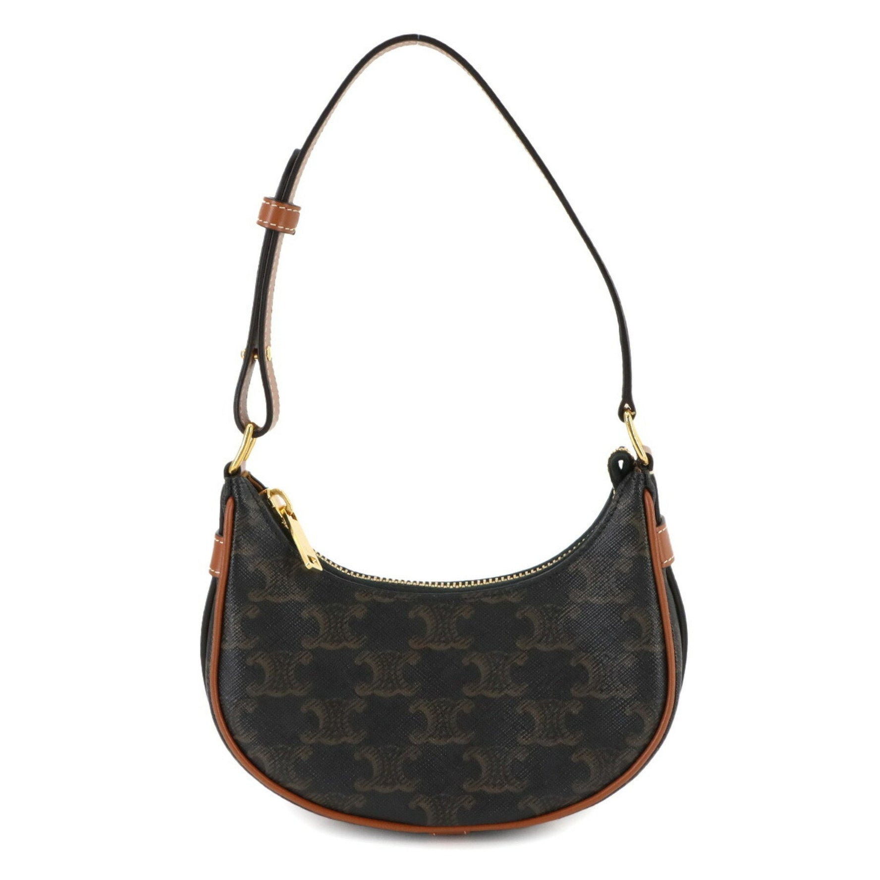 Celine Triomphe Mini Ava Shoulder Bag in Black and Brown Leather with Gold Hardware