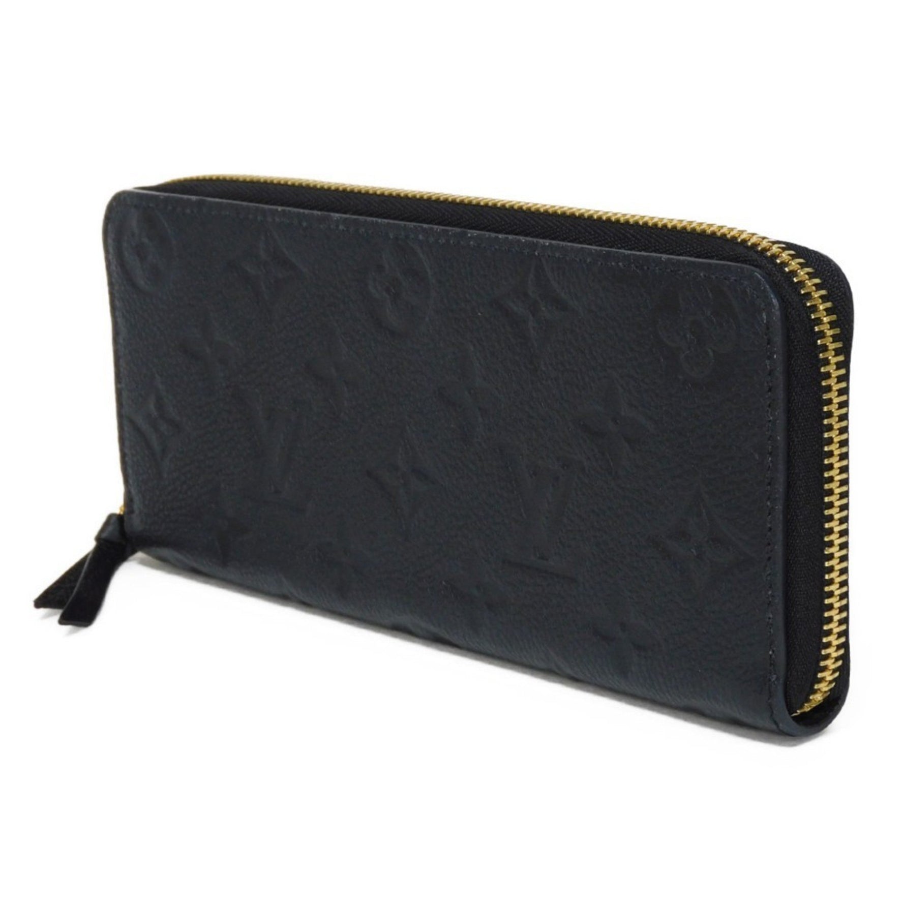 Louis Vuitton LOUIS VUITTON Long Wallet Portefeuille Clemence LV Black Round Monogram Empreinte Noir M60171 Men's Women's