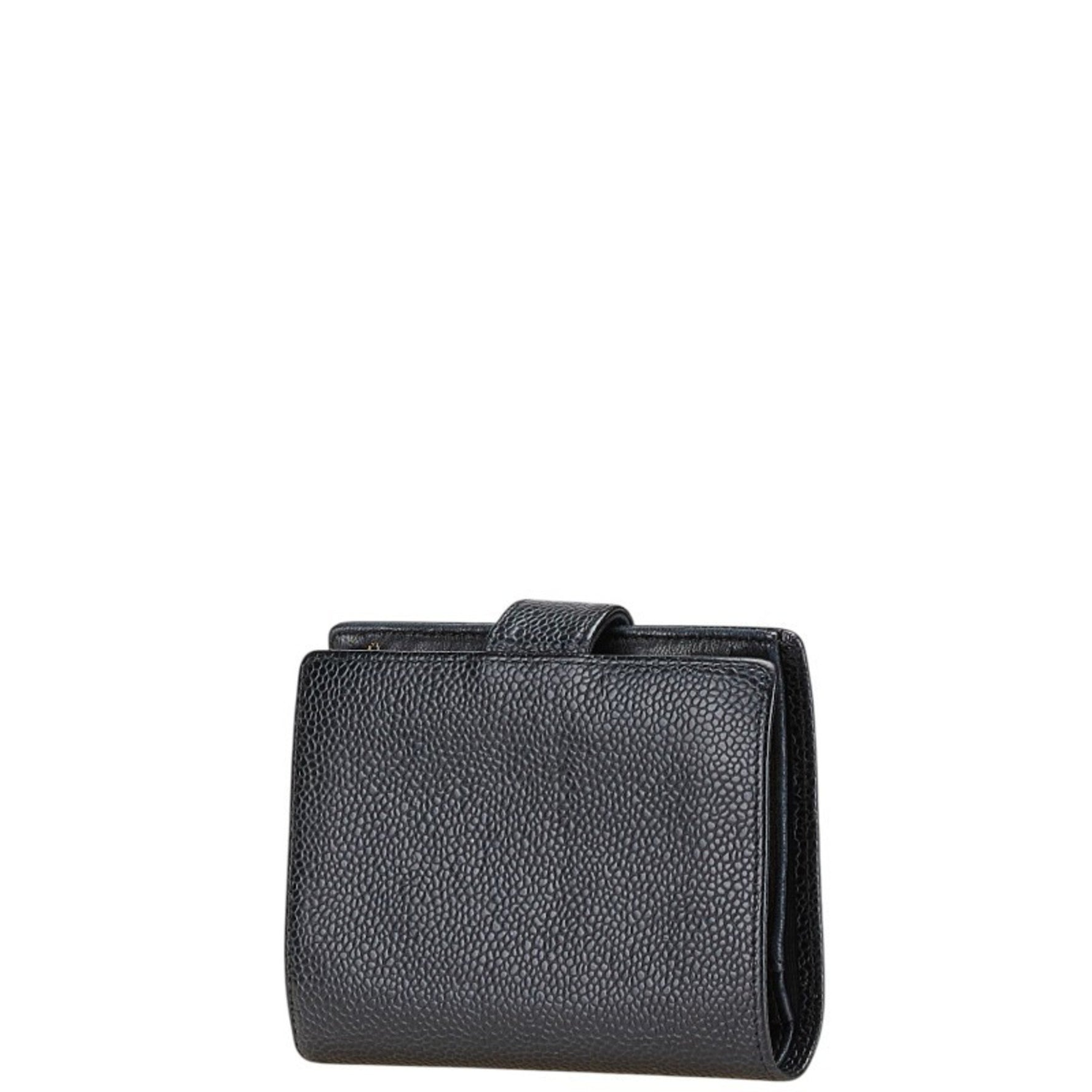 CHANEL Coco Mark Clasp Bifold Wallet in Caviar Leather