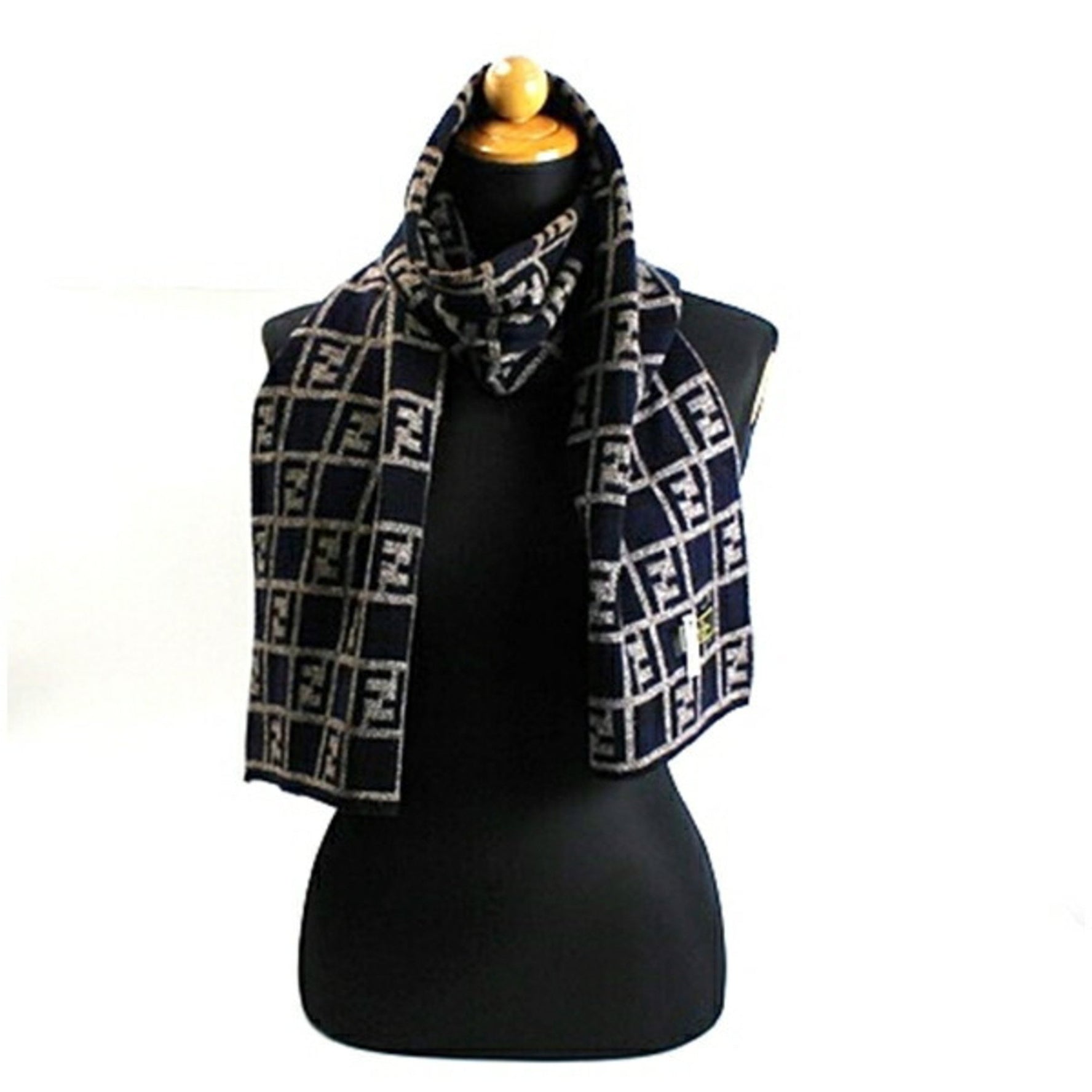 FENDI scarf Zucca pattern brown x black 152 35 cm