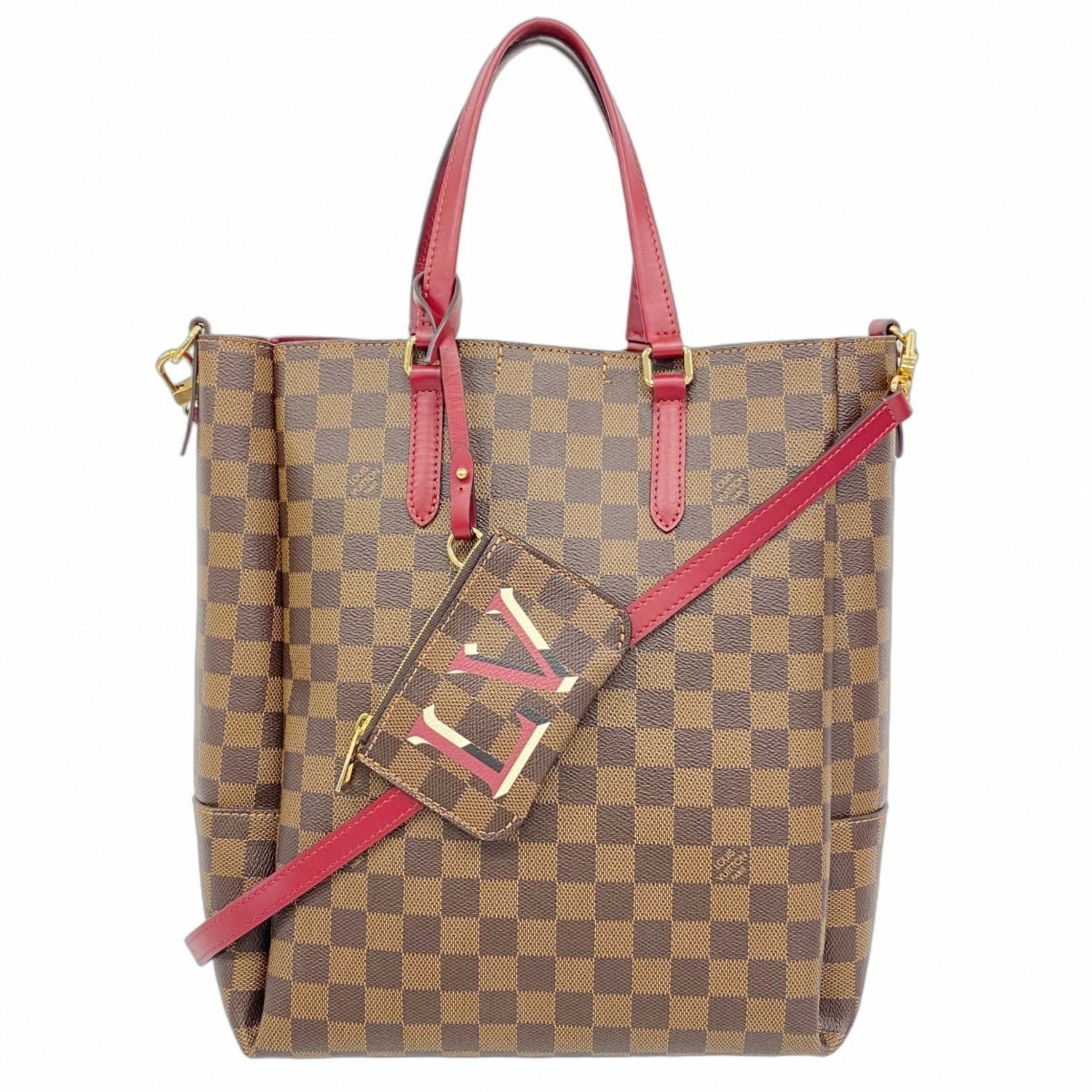 Louis Vuitton Damier Belmont NV MM Ebene Tote Bag N60293 in Cherry Berry for Women