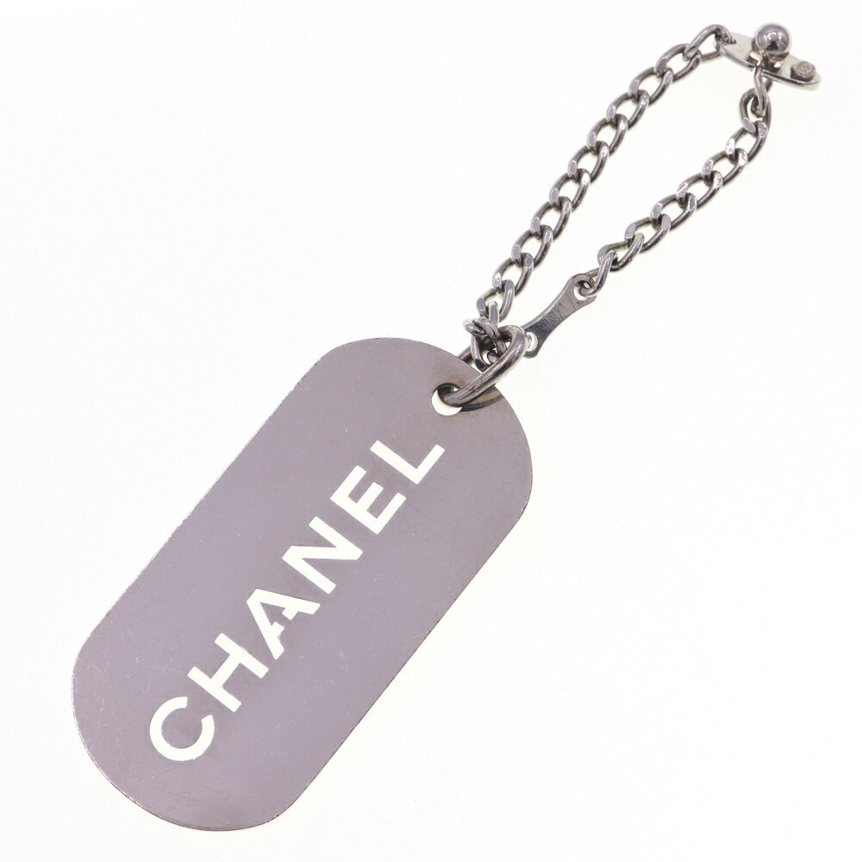 Chanel Bag Charm Metal 2004 Model Keychain Key Ring Plate