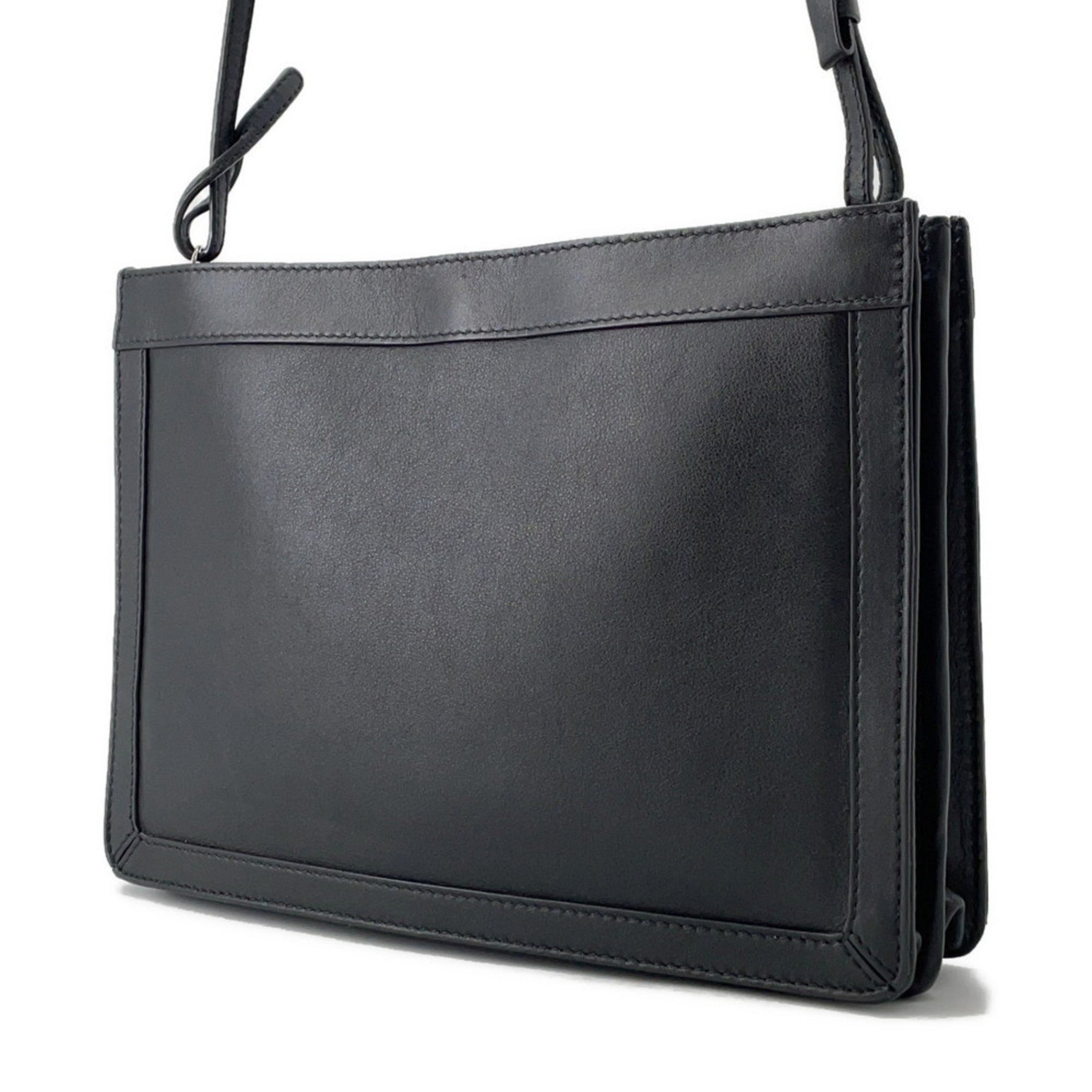 Balenciaga Shoulder Bag, Navy Leather Pochette, 339937, Black
