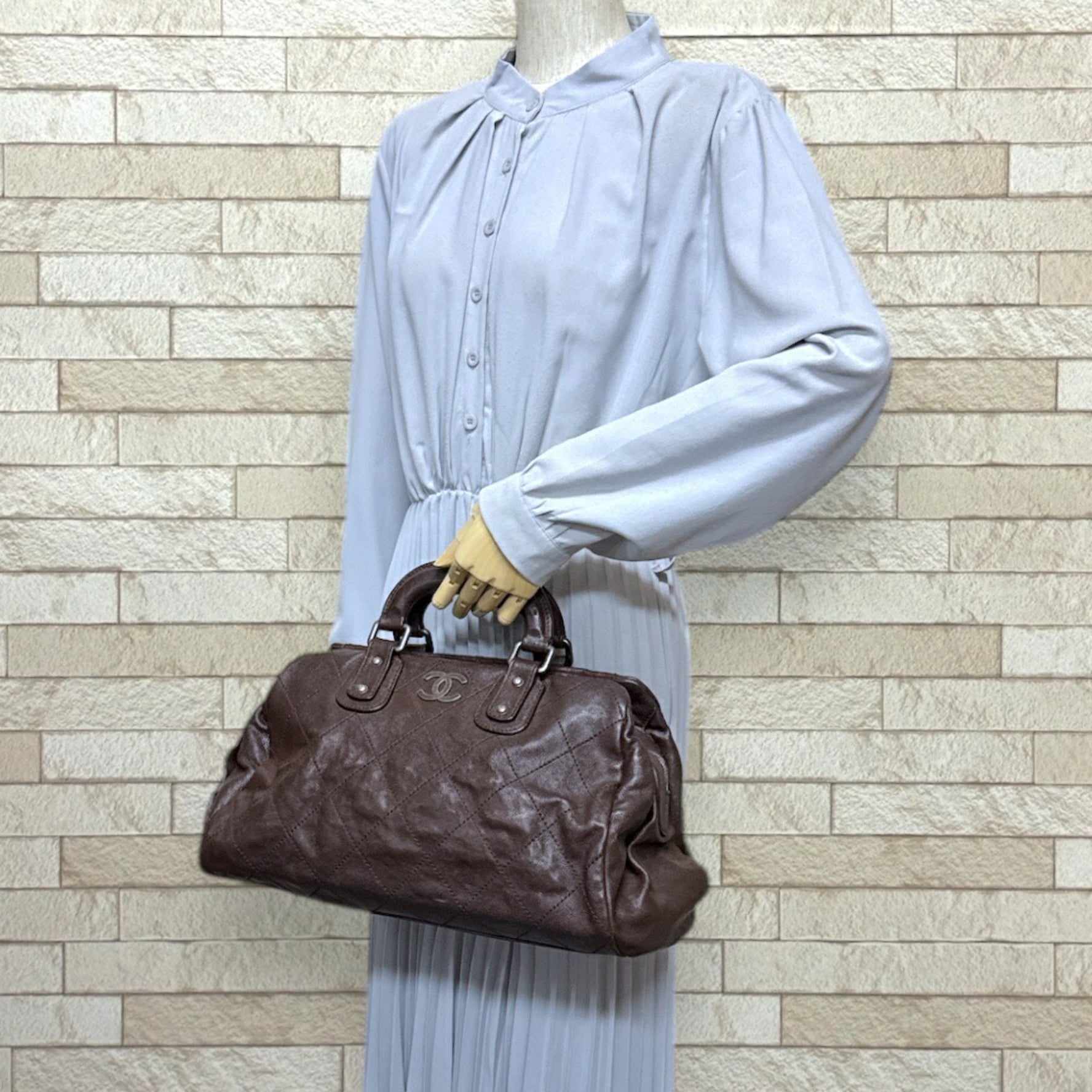 CHANEL Wild Stitch Handbag Caviar Skin