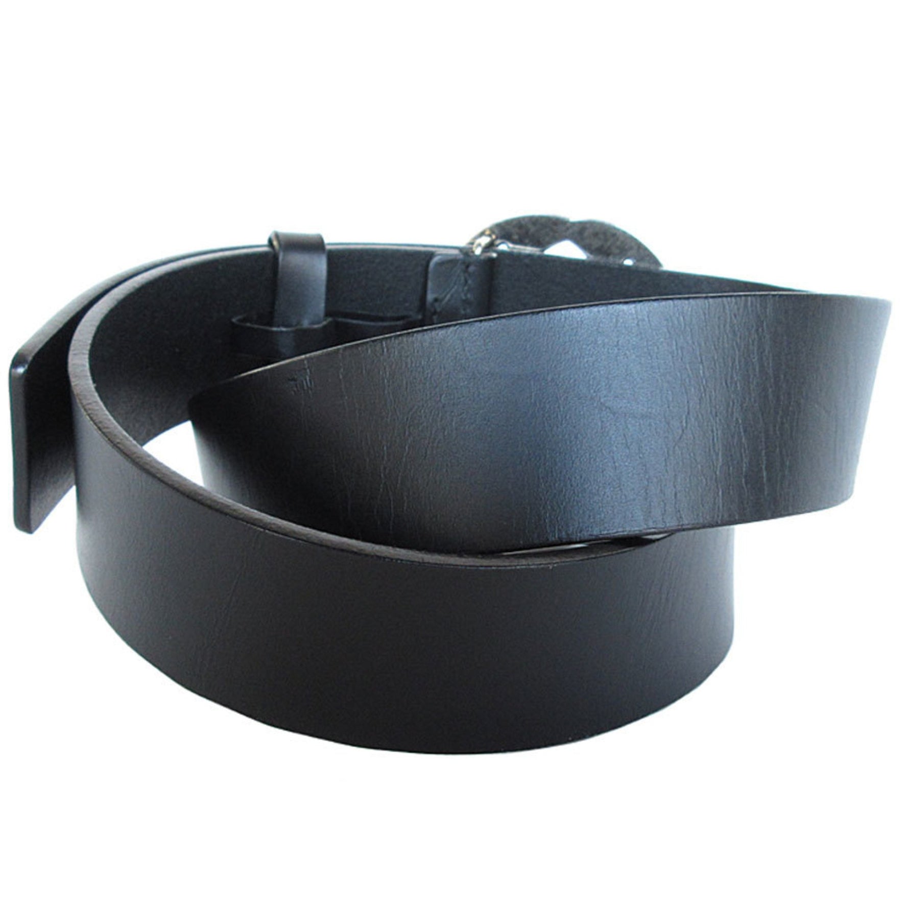 GUCCI Belt Interlocking G Leather Metal Black Silver