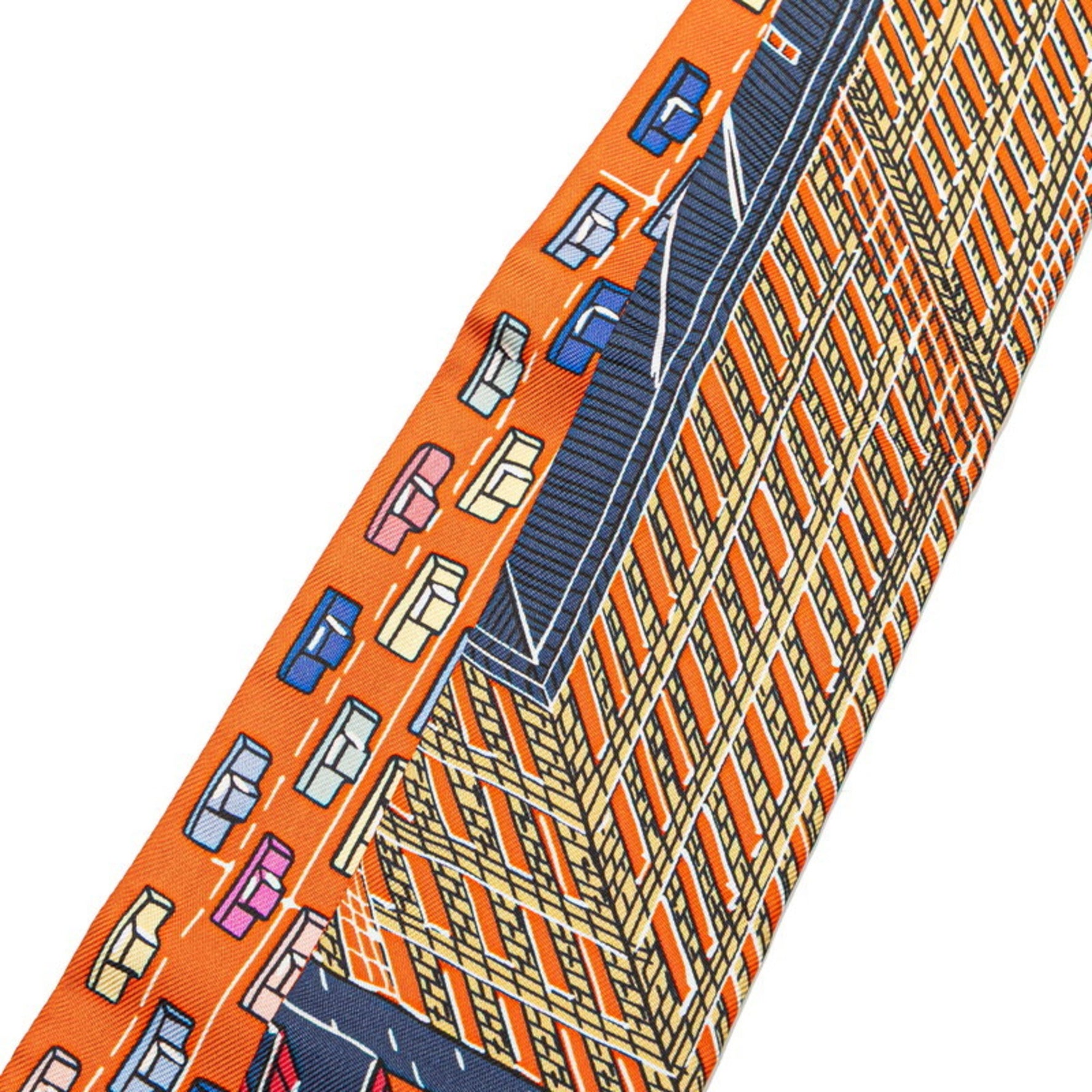 Hermes Hermès Twilly PANTIN CITY Pantin City Scarf, Orange Multicolor Silk