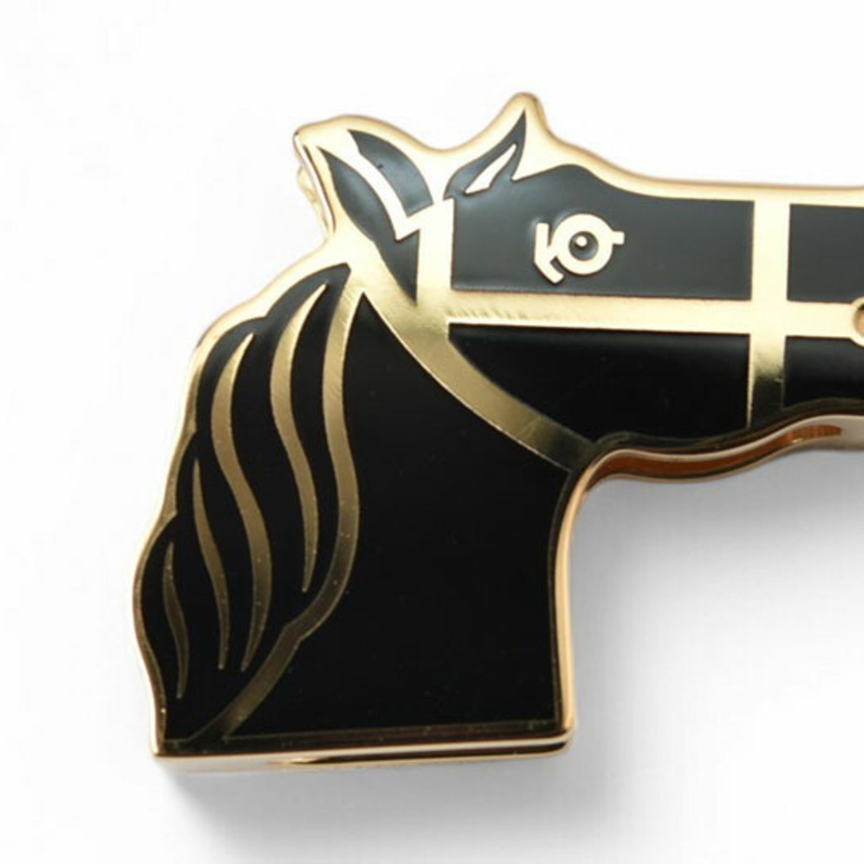 Hermes Scarf Ring/Scarf Holder Twilly Ring Cadrige/Horse Black/Gold Unused