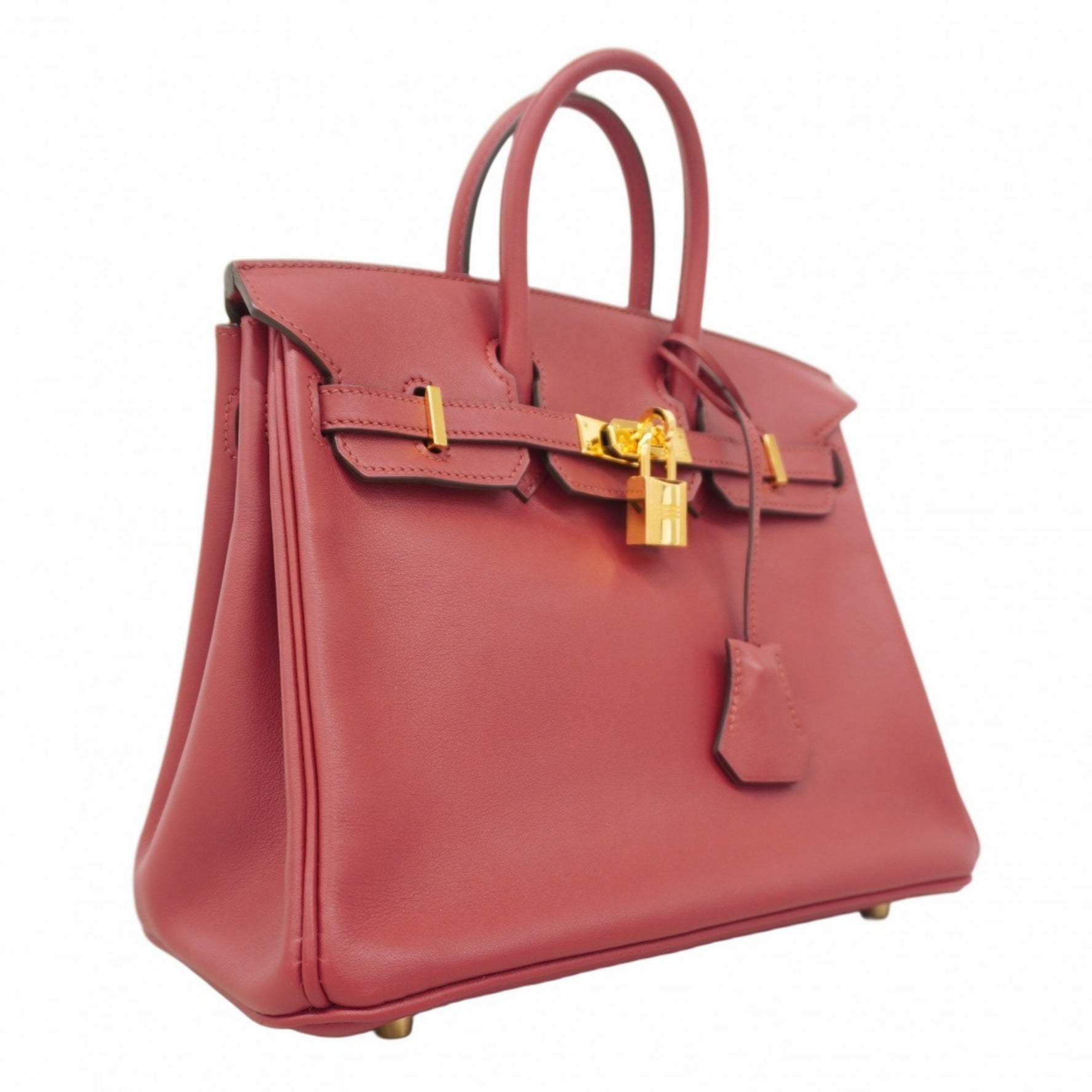 Hermes Hermès Birkin 25 Swift Handbag with Rouge Grenat X Stamp for Women