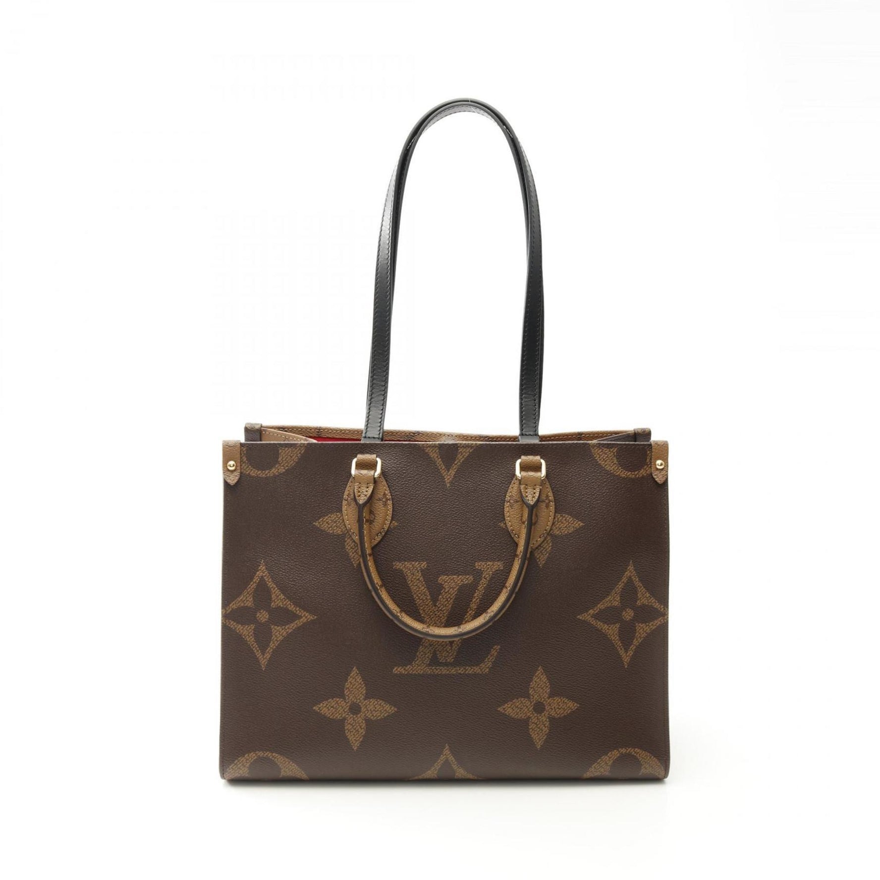 LOUIS VUITTON On the Go MM Monogram Giant Reverse Tote Bag Coated Canvas Leather Brown Beige