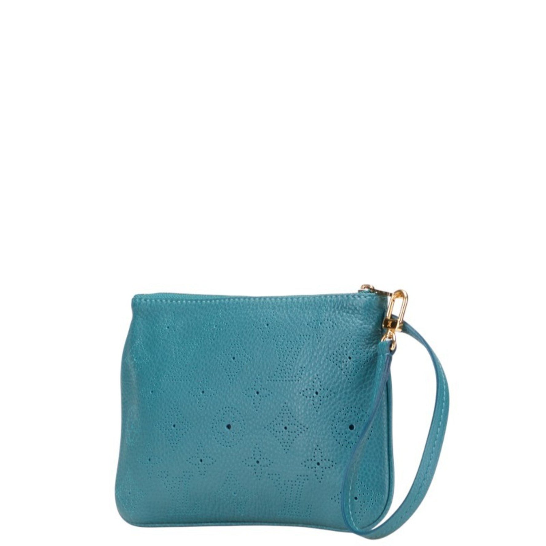 Louis Vuitton Mahina Selene MM Pouch, Accessory Case Lagon Blue Leather, LOUIS VUITTON