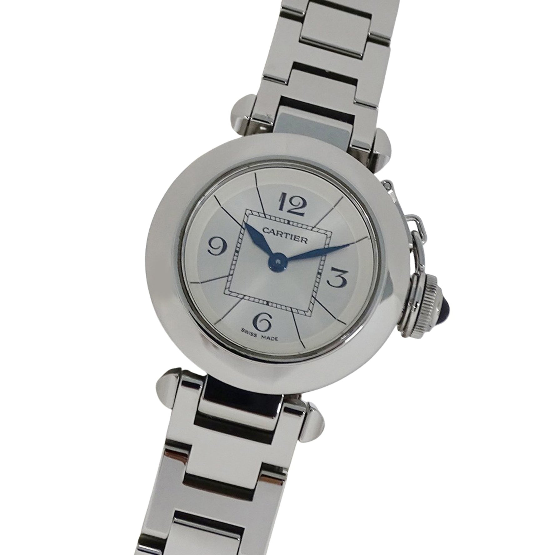 Cartier Miss Pasha Quartz Watch QZ Stainless Steel, Silver, Round, Polished