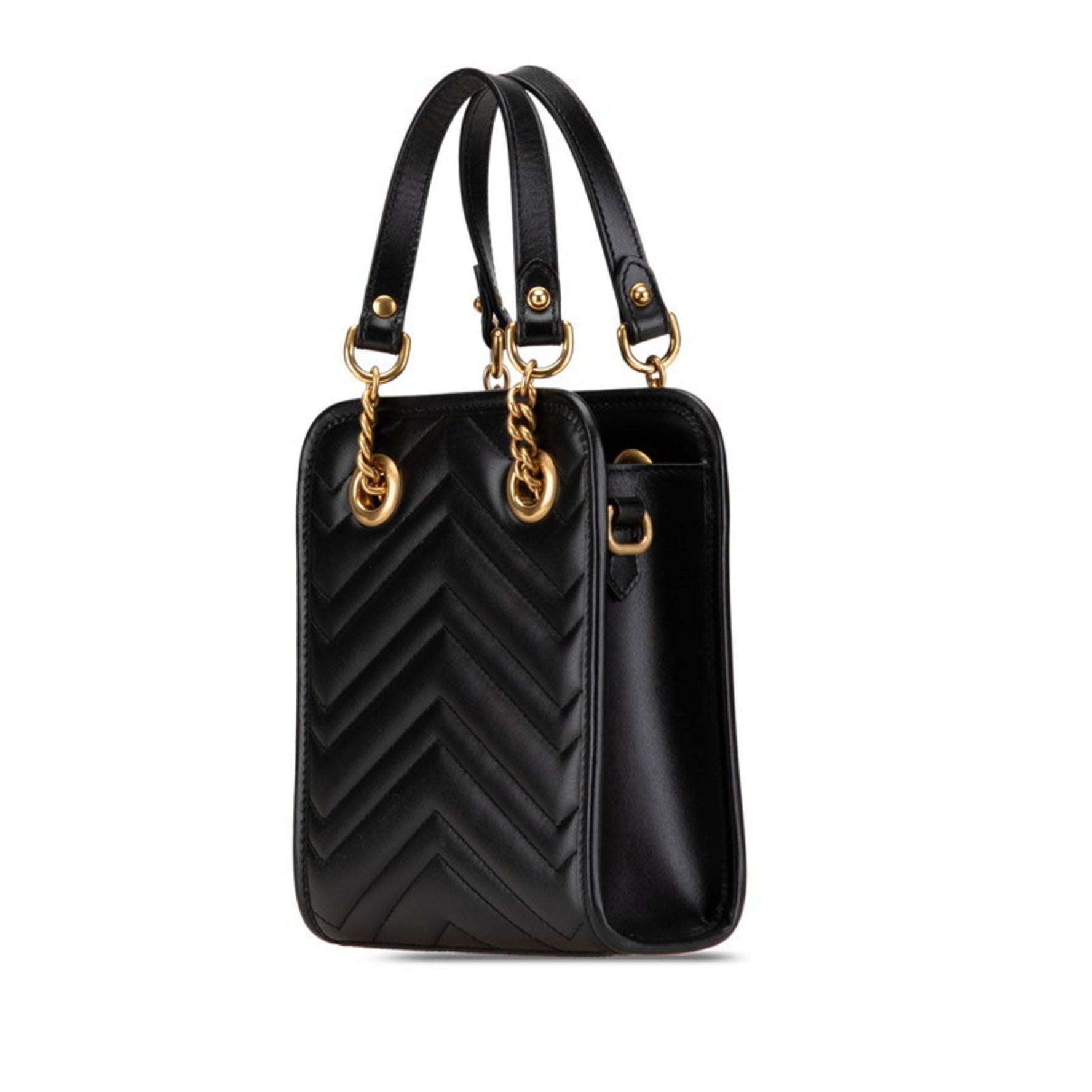 Gucci GG Marmont Quilted Mini Handbag Shoulder Bag Black Leather Women's GUCCI
