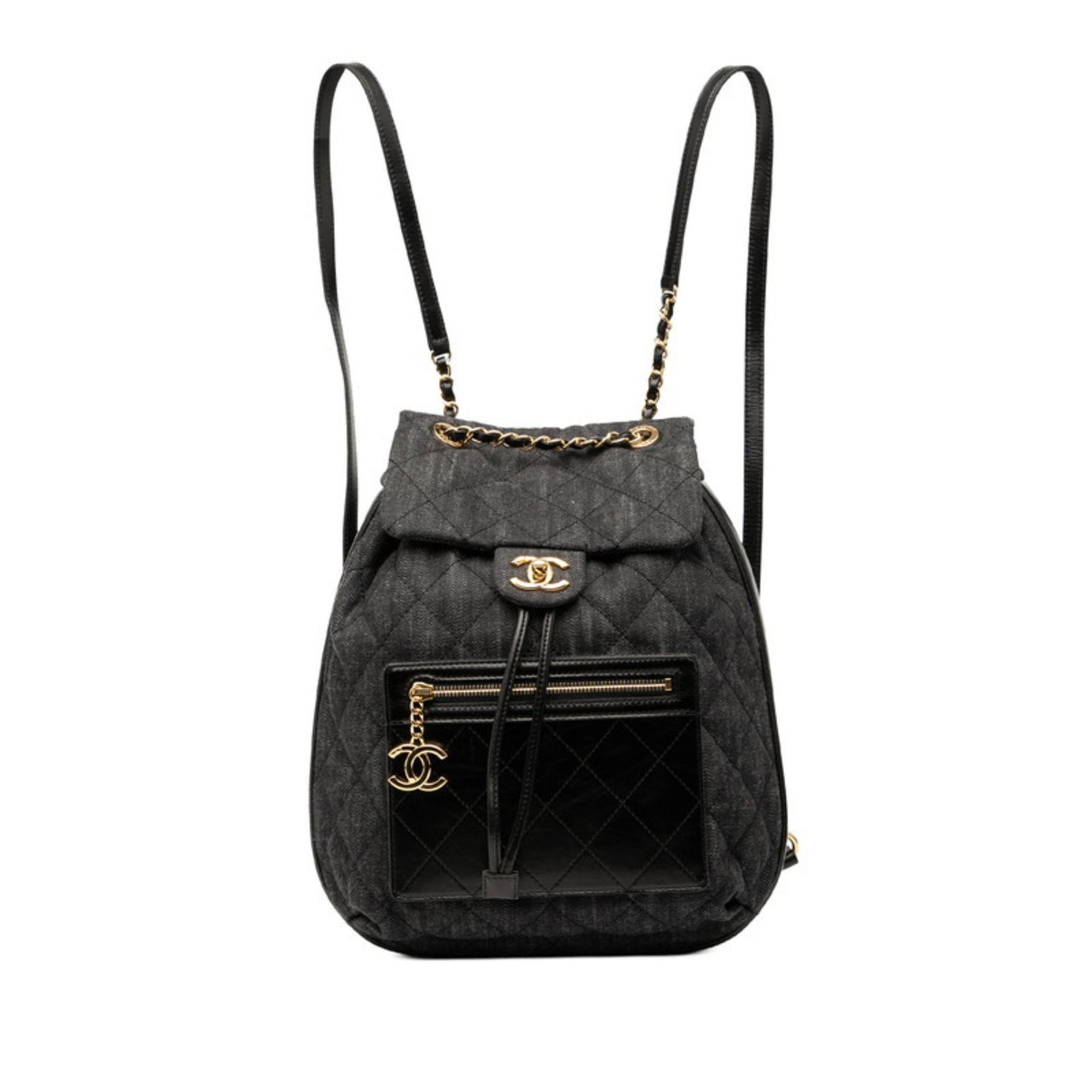 CHANEL Coco Mark Matelasse Backpack Denim Leather