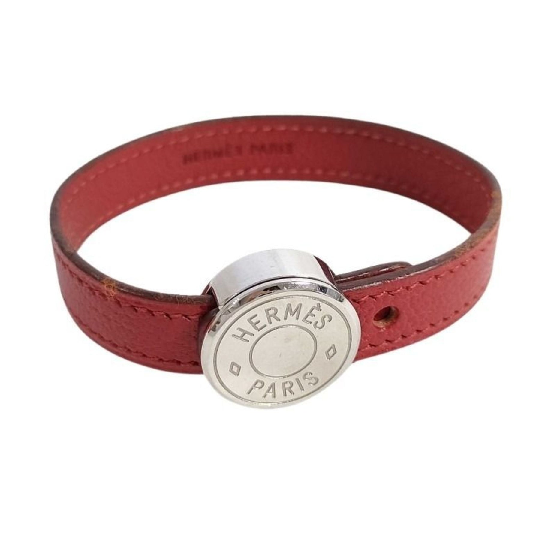 HERMES Serie Looping Bracelet in Red and Black Leather
