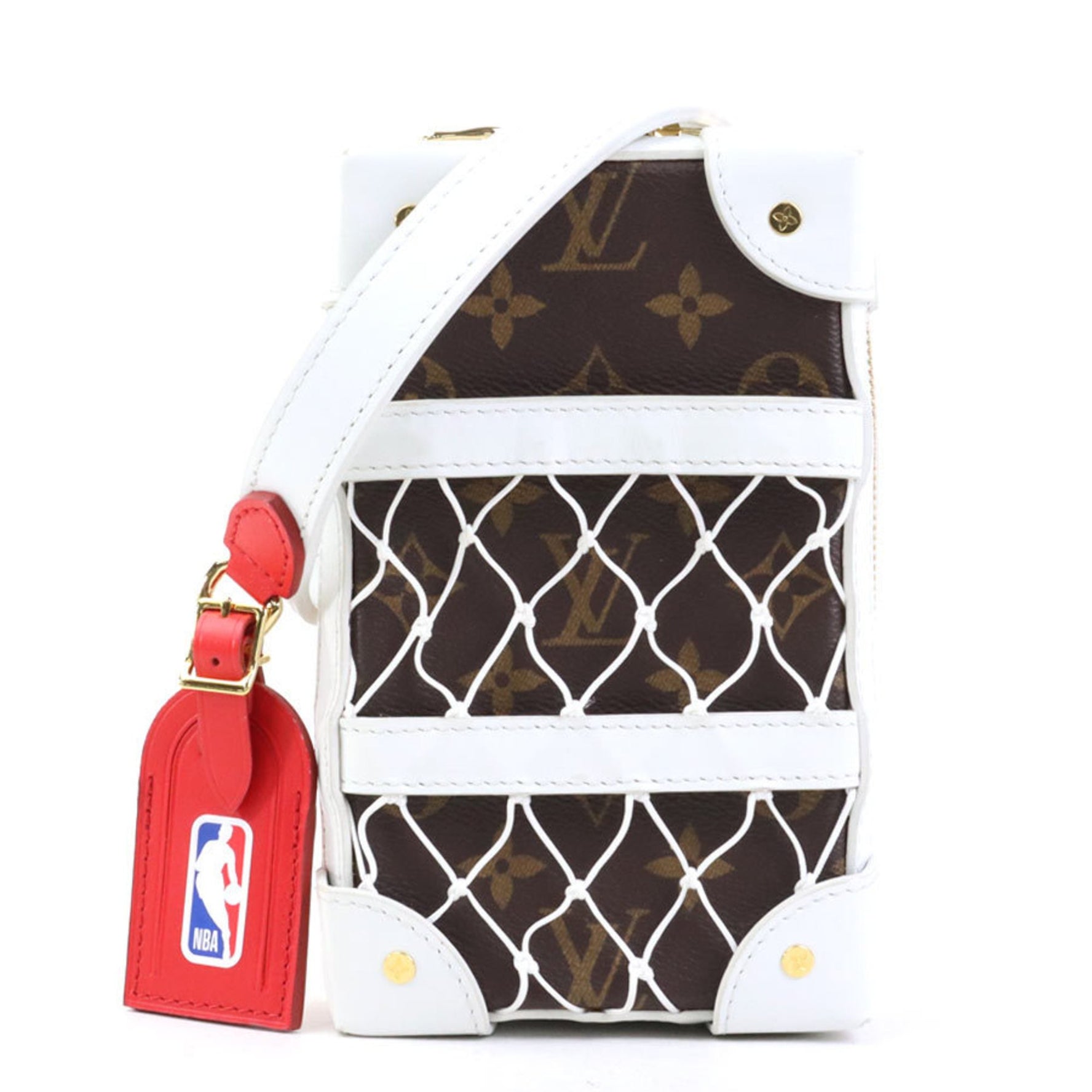 Louis Vuitton LV x NBA Monogram Soft Trunk Phone Box Body Bag in Canvas, Brown and White, Men's