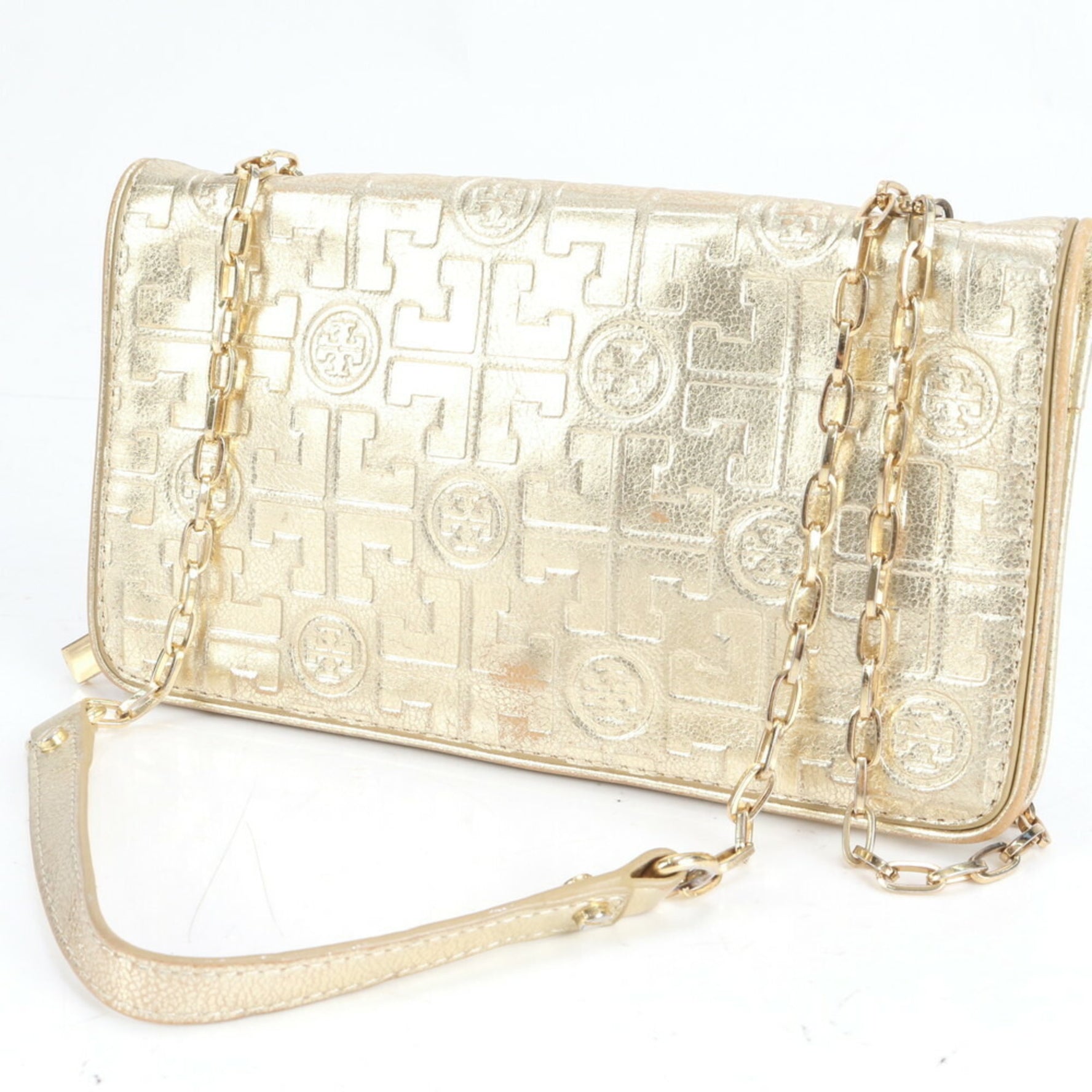 Tory Burch Gold Chain Shoulder Bag Wallet Long Leather Crossbody Handbag Tote Women's