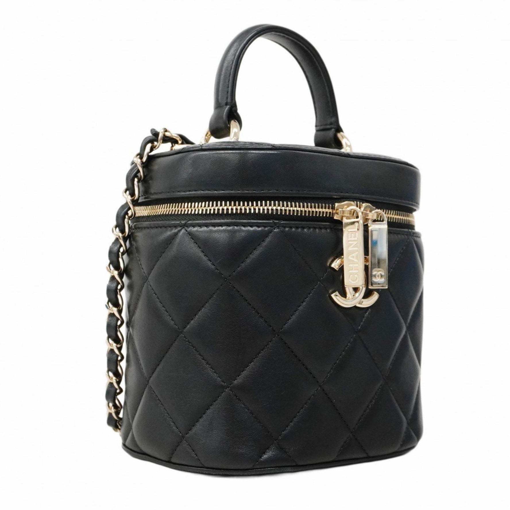 Chanel Matelasse Vanity Bag with Chain Shoulder Strap, and Champagne Lambskin