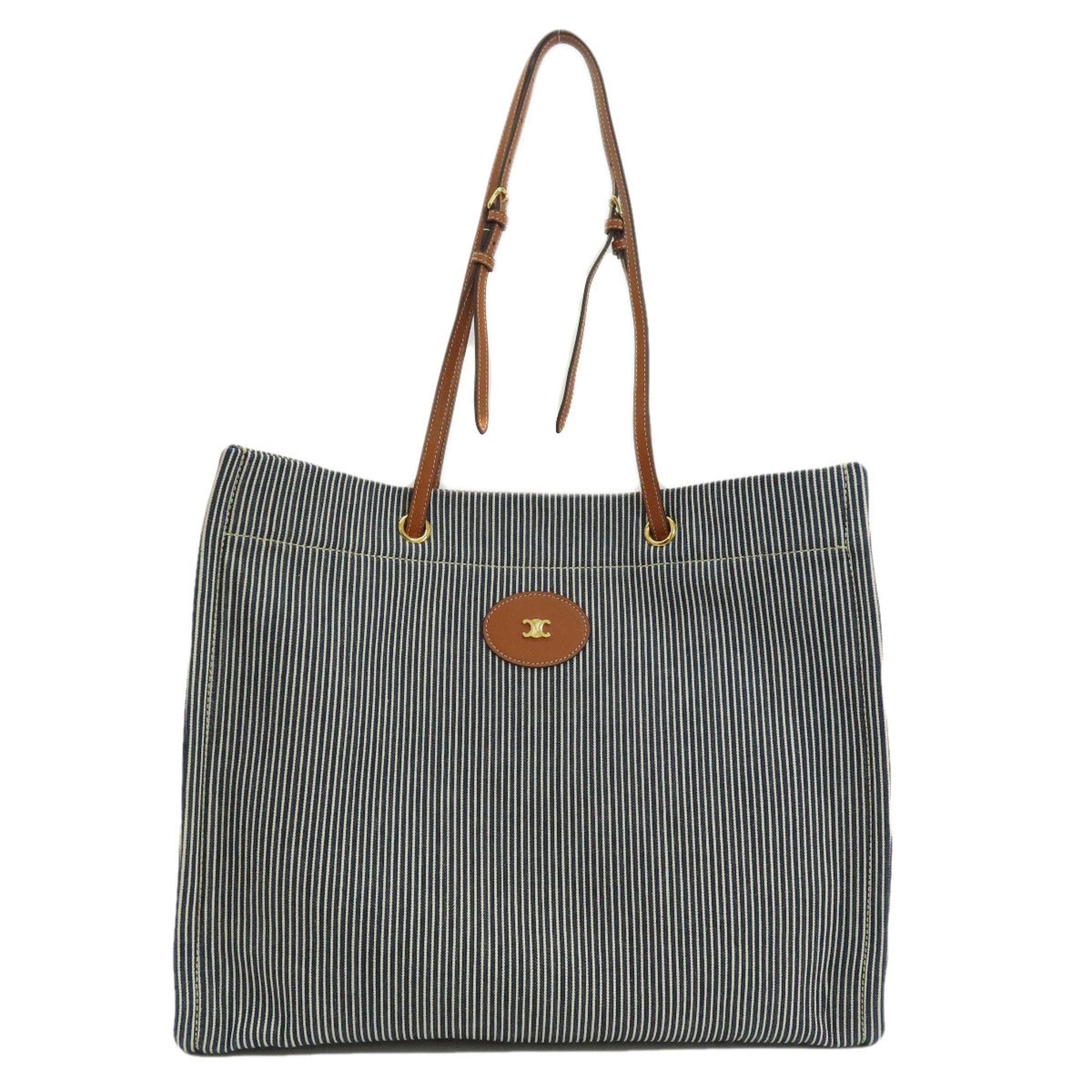 Celine Striped Shoulder Bag Canvas