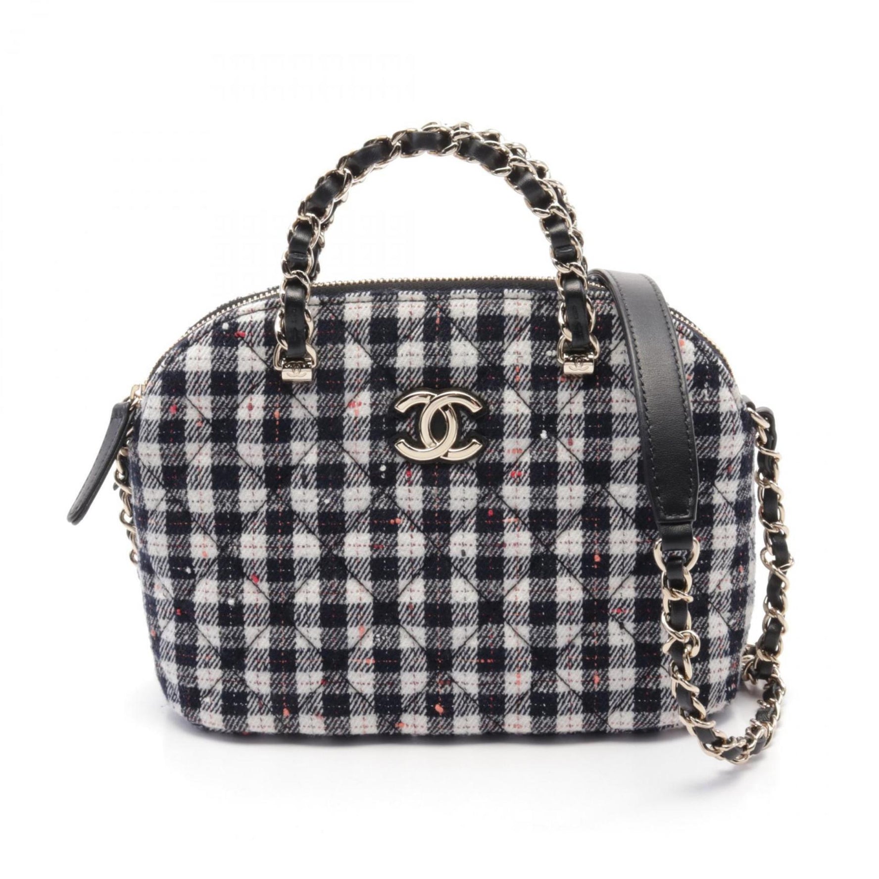CHANEL Small Bag Matelasse Shoulder Fabric Women's Black White Multicolor AS3969 B17673 NZH33