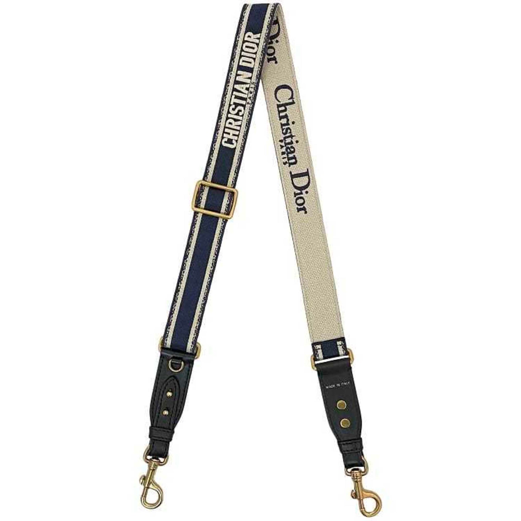 Christian Dior Shoulder Strap Navy Beige only Canvas Leather Retrofit