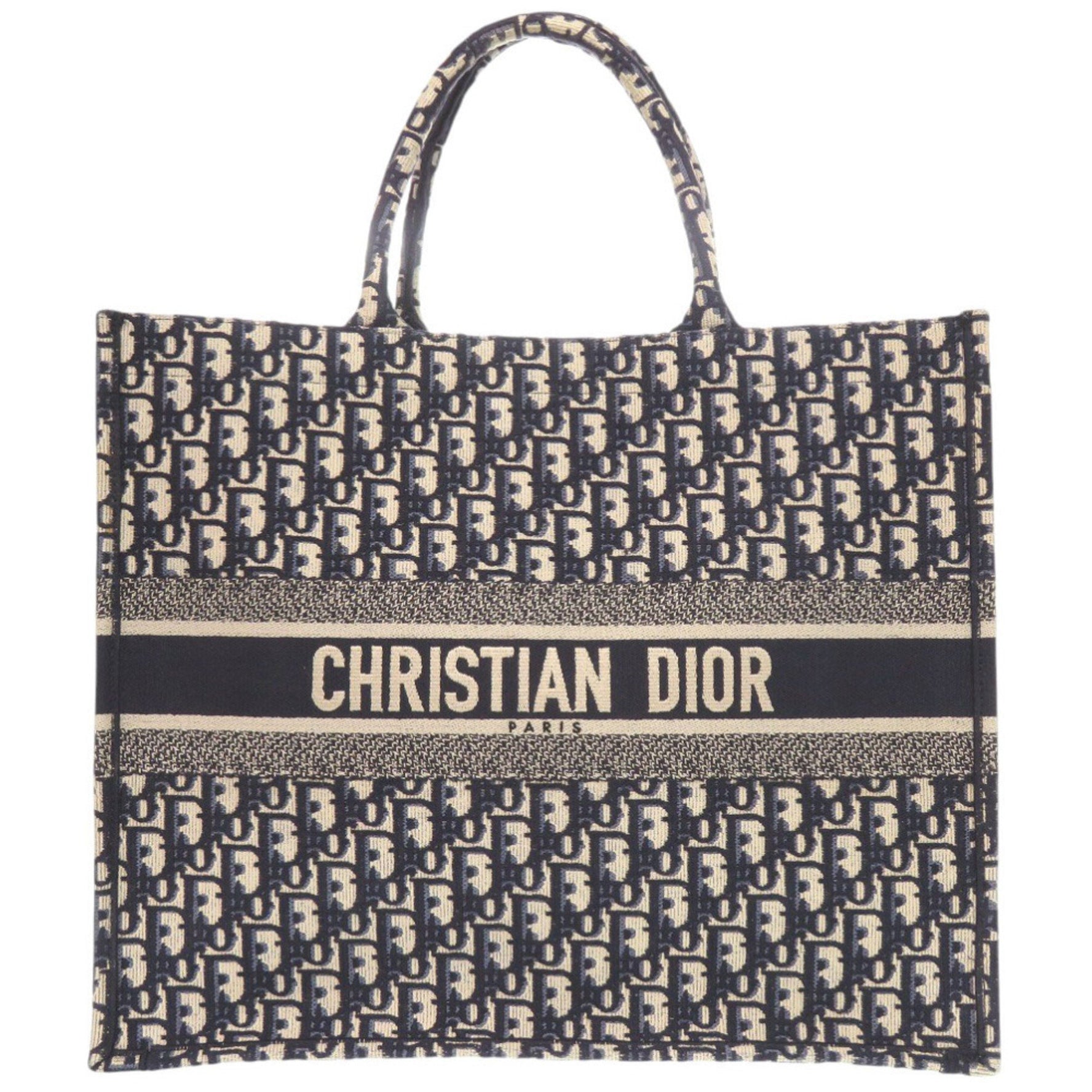 Christian Dior Book Tote Large Oblique Canvas Navy Bag 0095