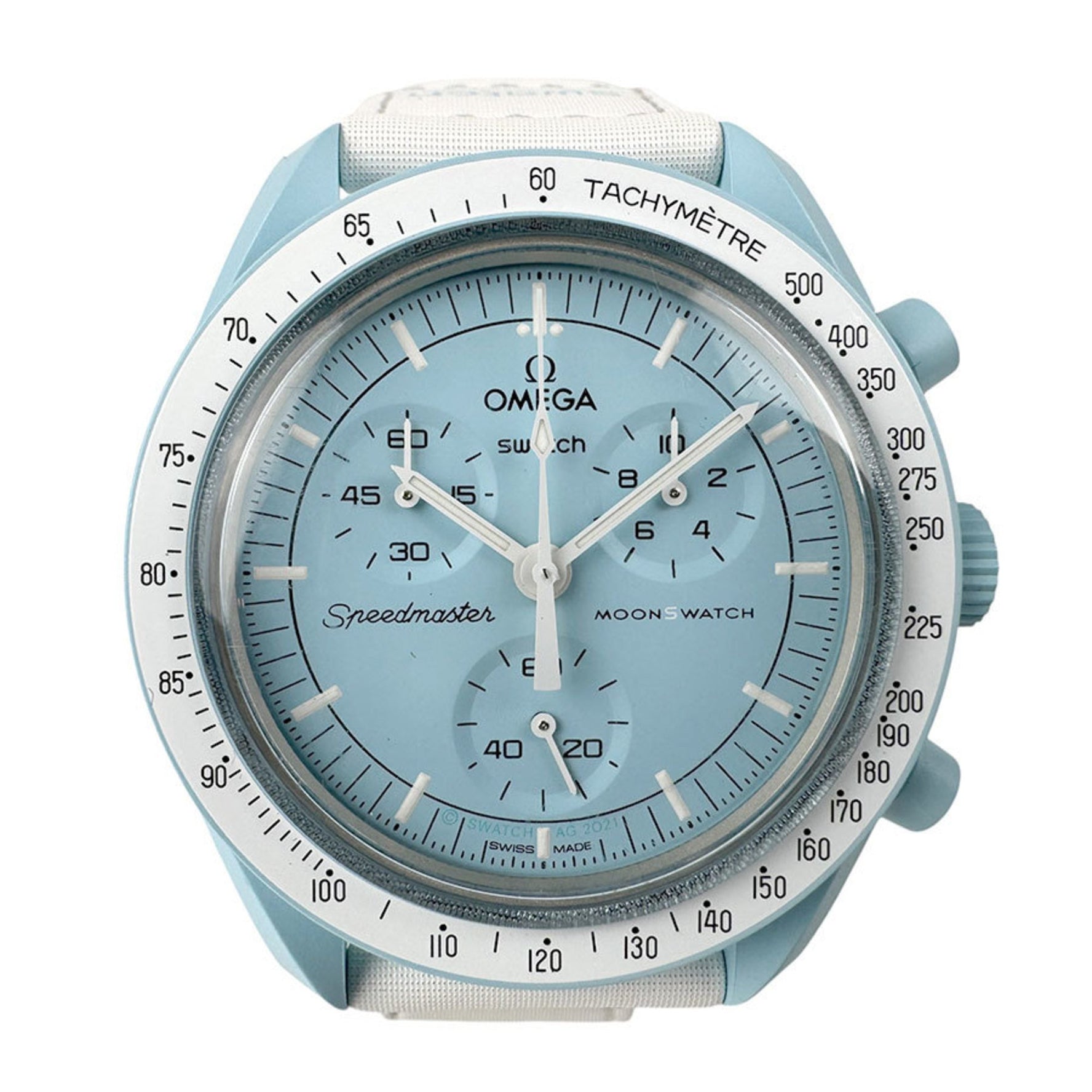 OMEGA SWATCH x Mission to Uranus Bioceramic Light Blue White Men's Quartz Watch SO33L100